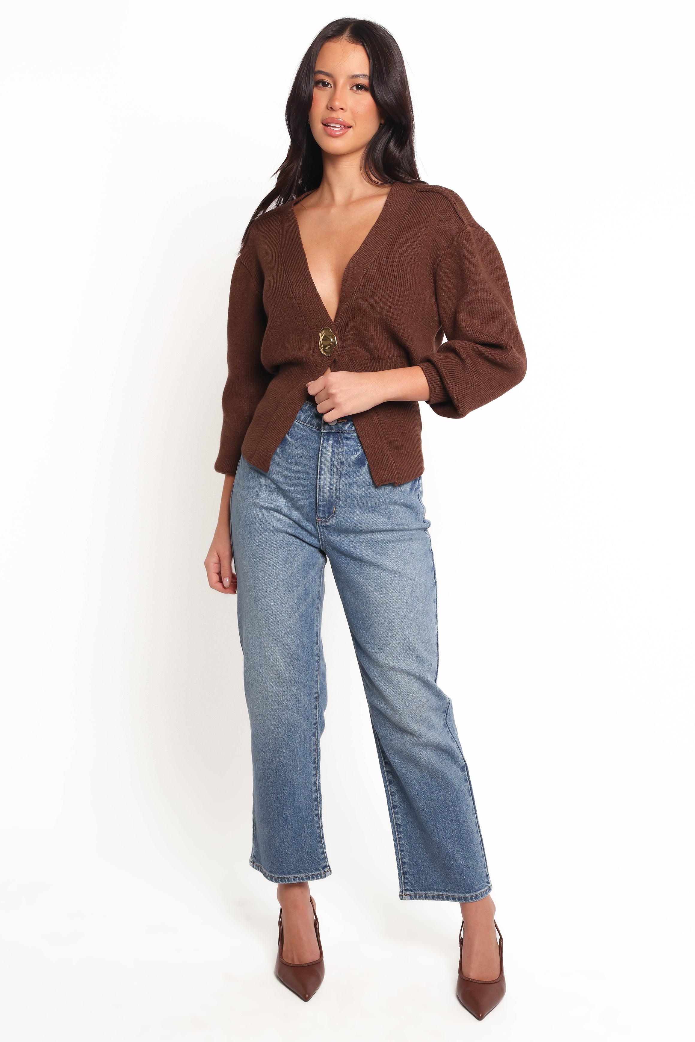 Cyrelle Single Button Cardigan for Women - Soft Brown Knit Cardigan | Perfect for Office Wear, Casual Outfits & Layering