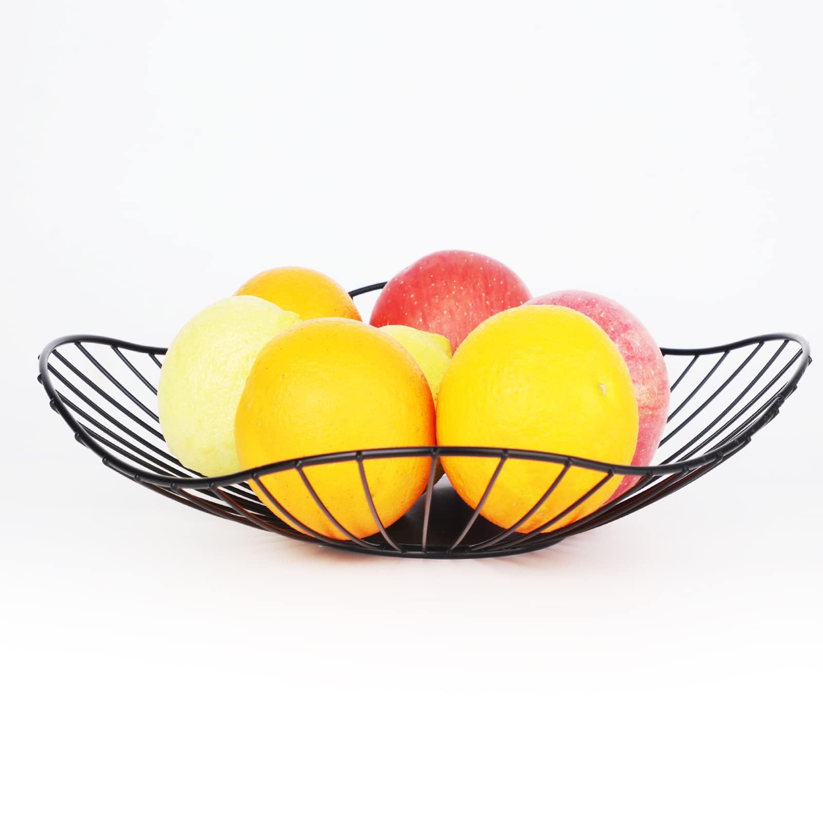 Modern Black Wire Fruit Bowl - Minimalist Kitchen Countertop Decor for Fruit & Vegetable Storage | Perfect for Dining Table Centerpiece, Home Decor, and Kitchen Organization