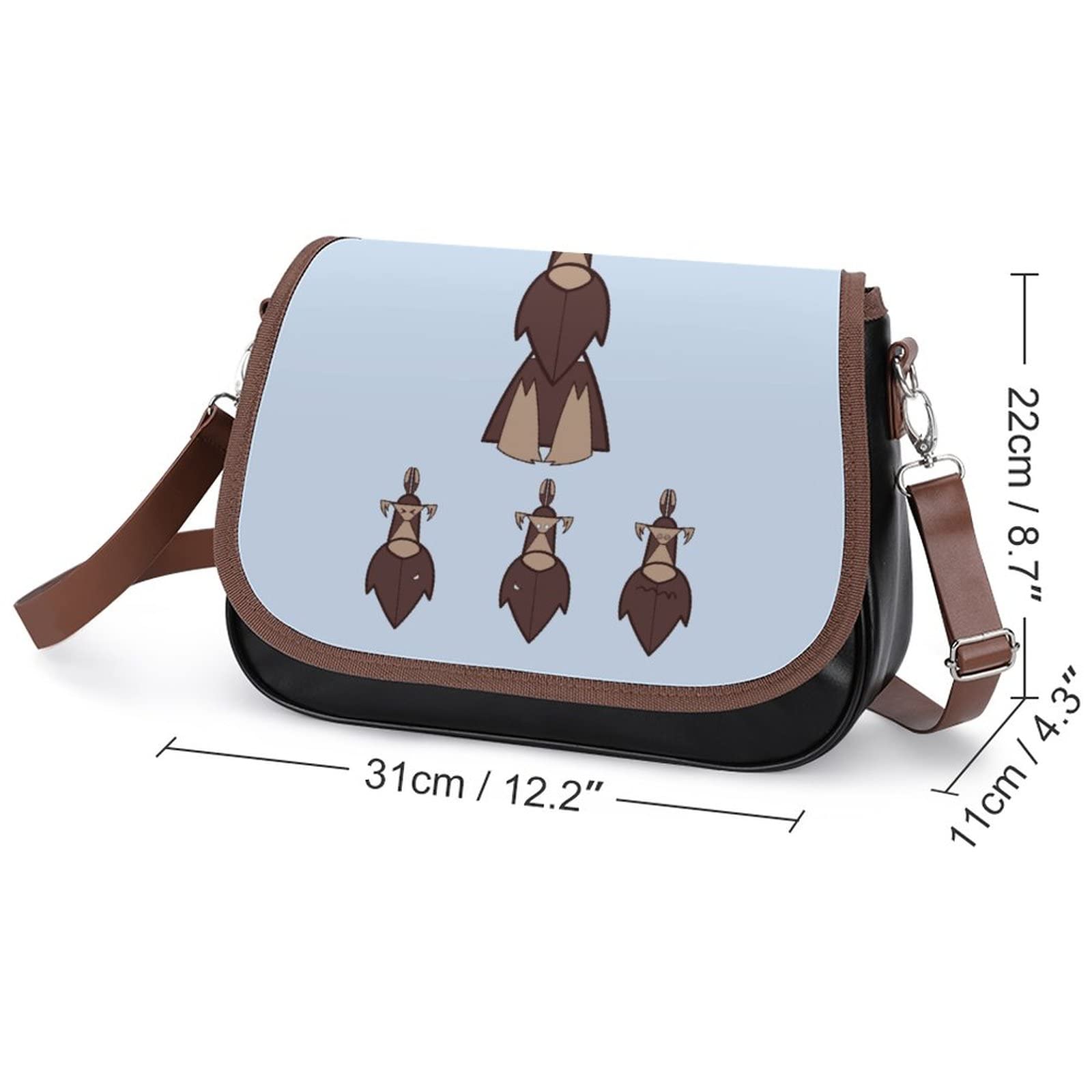 Stylish Women's Crossbody Leather Satchel Bag - Cute Cartoon Gorilla Print Shoulder Messenger Purse for Casual Outings, Travel & Daily Use