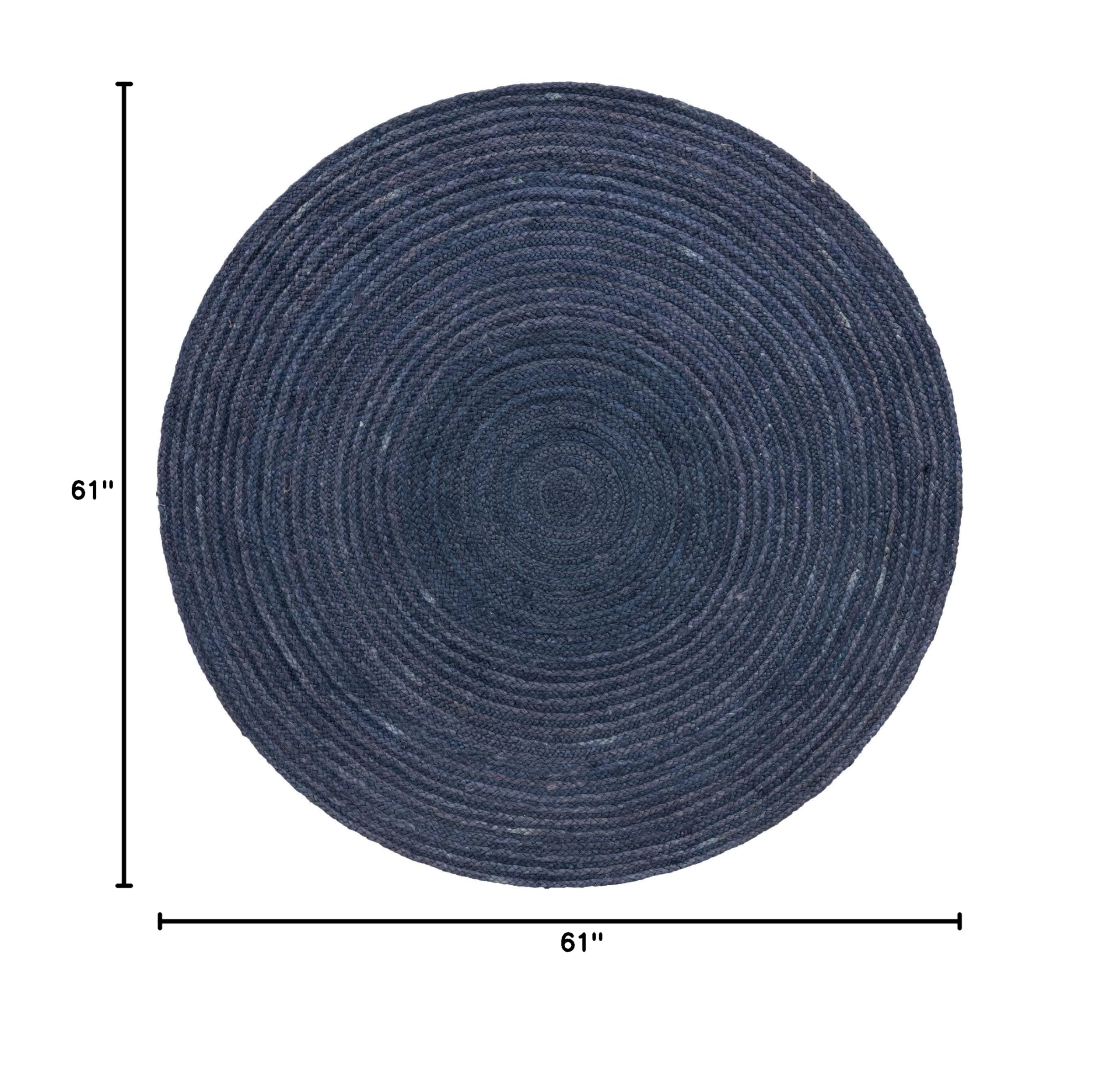 Unique Loom Braided Jute Collection Area Rug - Dhaka 5'1