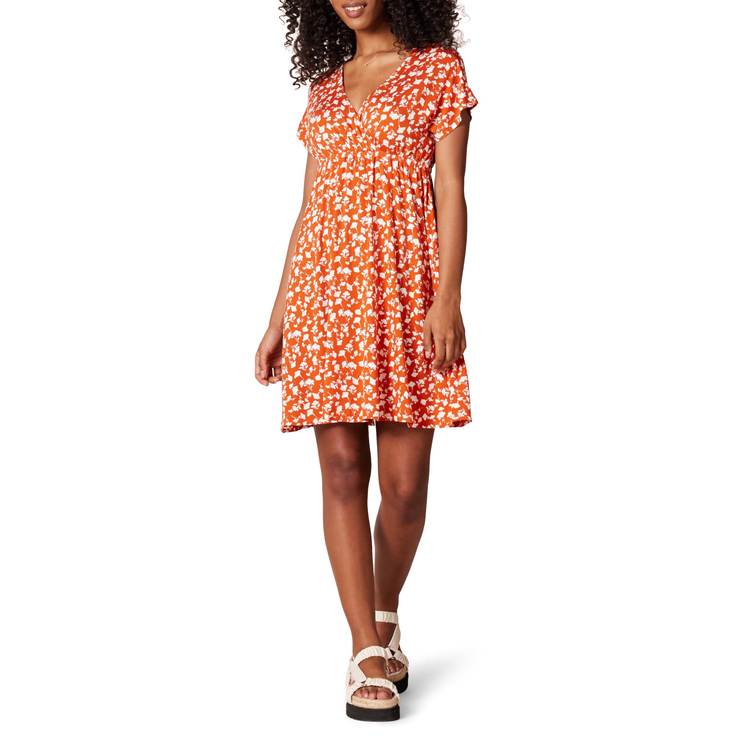 Amazon Essentials Women's Surplice Dress - Flattering Wrap Style, Plus Size Options, Casual & Formal Wear for Office, Date Night & Special Occasions