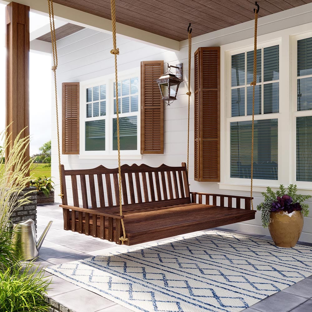 Keystone Amish Co. Unfinished Twin York Red Cedar Swing Bed – Perfect for Porch, Patio, or Garden Relaxation