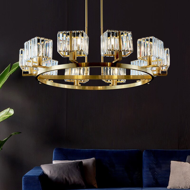 Elegant K9 Crystal Pendant Chandelier - Modern Lighting Fixture for Dining Room, Bedroom, or Living Room Decor