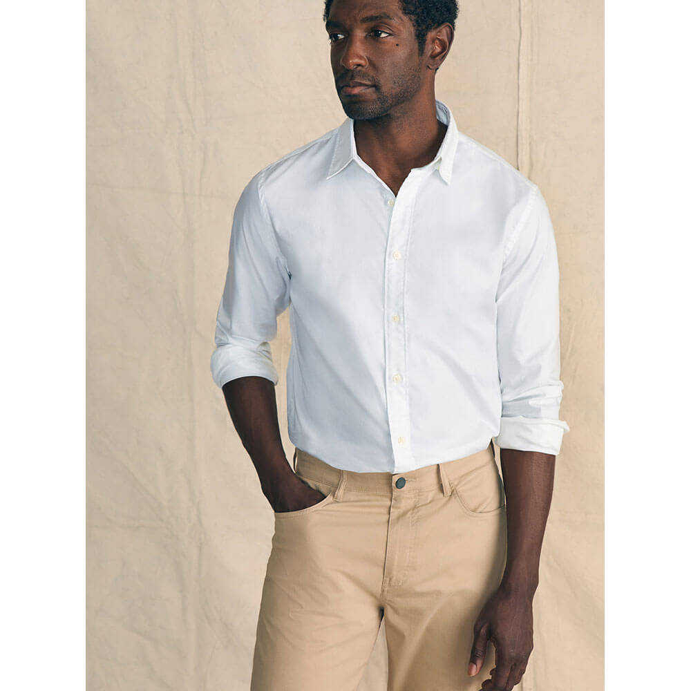 Faherty Men's Movement Sport Shirt - Breathable Performance Polo for Golf & Active Lifestyle - Cloud White