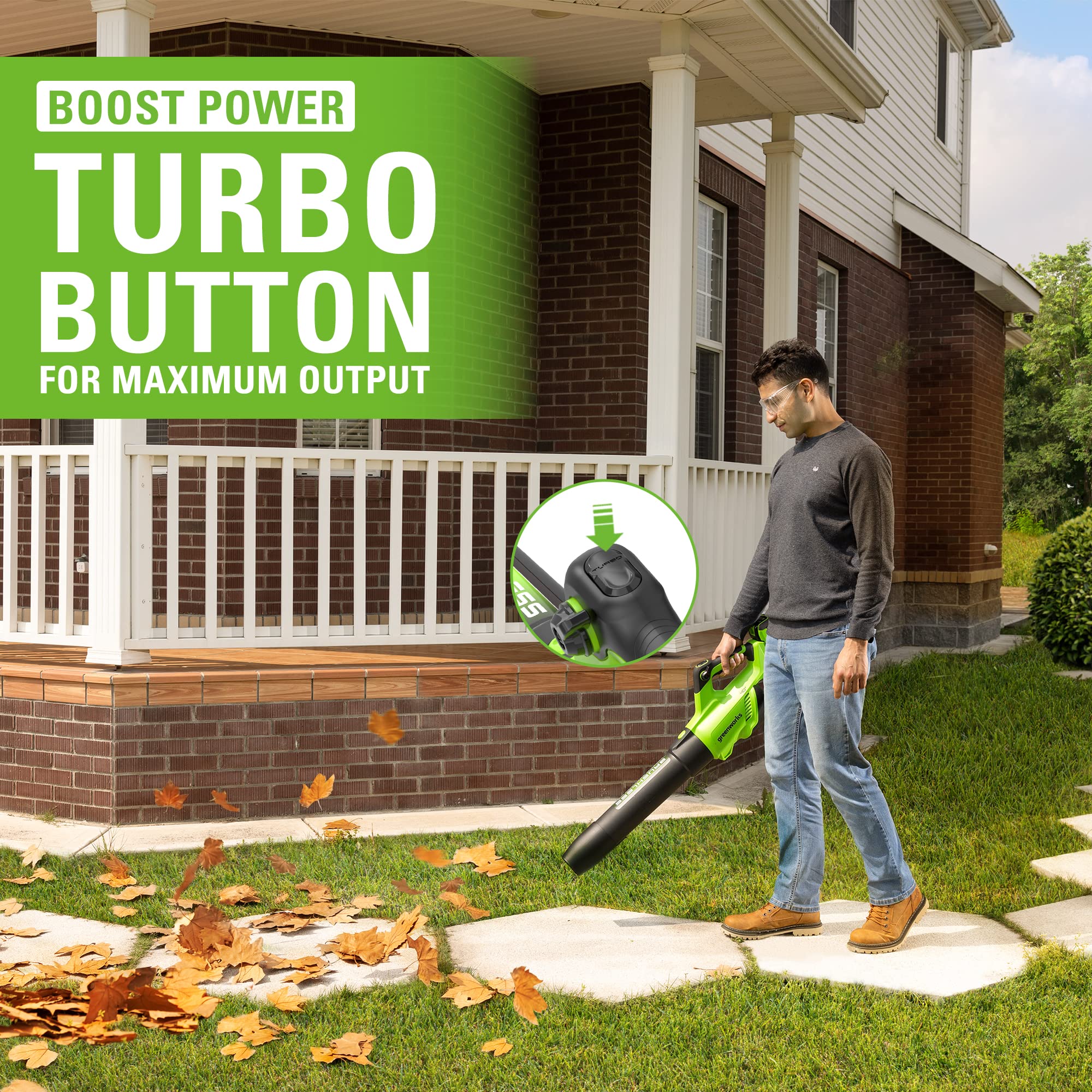 Greenworks 40V Cordless Leaf Blower - 160 MPH, 700 CFM, Brushless Motor with 8.0Ah Battery & Charger Included - Perfect for Yard Cleanup, Driveway Clearing, and Fall Leaf Removal