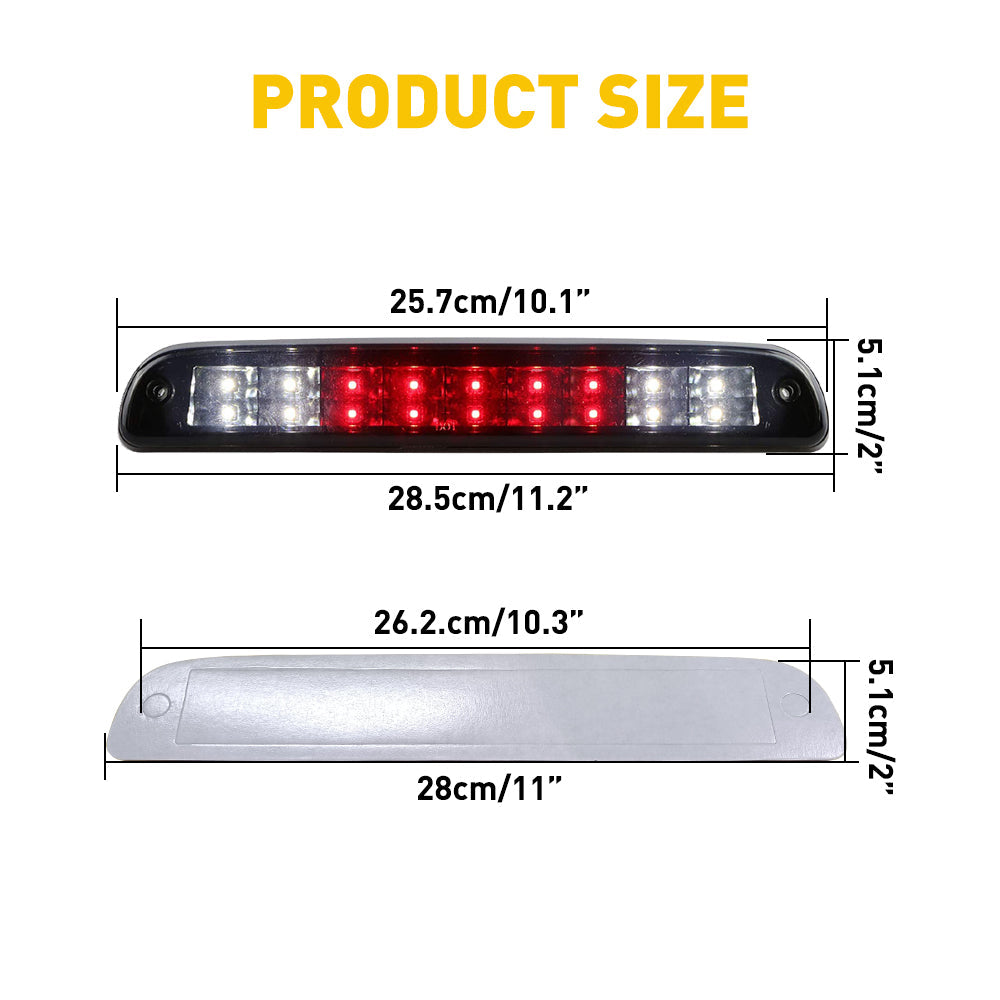 Red & White LED 3rd Brake Light Kit for 1999-2016 Ford F-Series, 1993-2011 Ranger, 2001-2005 Explorer & 1995-2003 Mazda B-Series Trucks - Enhanced Safety & Style for Night Driving & Custom Vehicle Upgrades