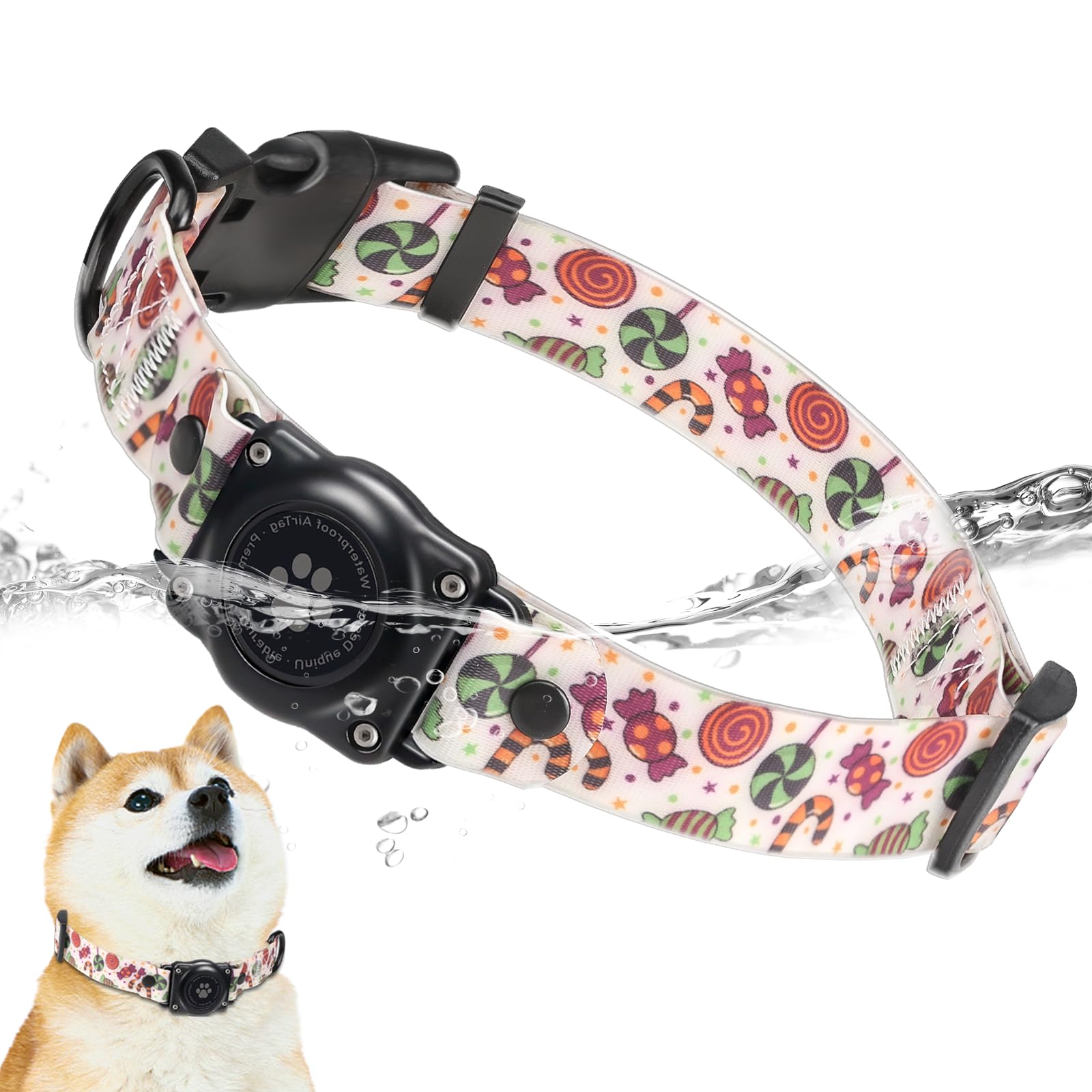 **Waterproof AirTag Dog Collar with IP68 Holder – Ultra-Durable, Odor & Fade Proof, Heavy-Duty, Easy to Clean – Adjustable for Small, Medium, Large Dogs (16.5-22.2