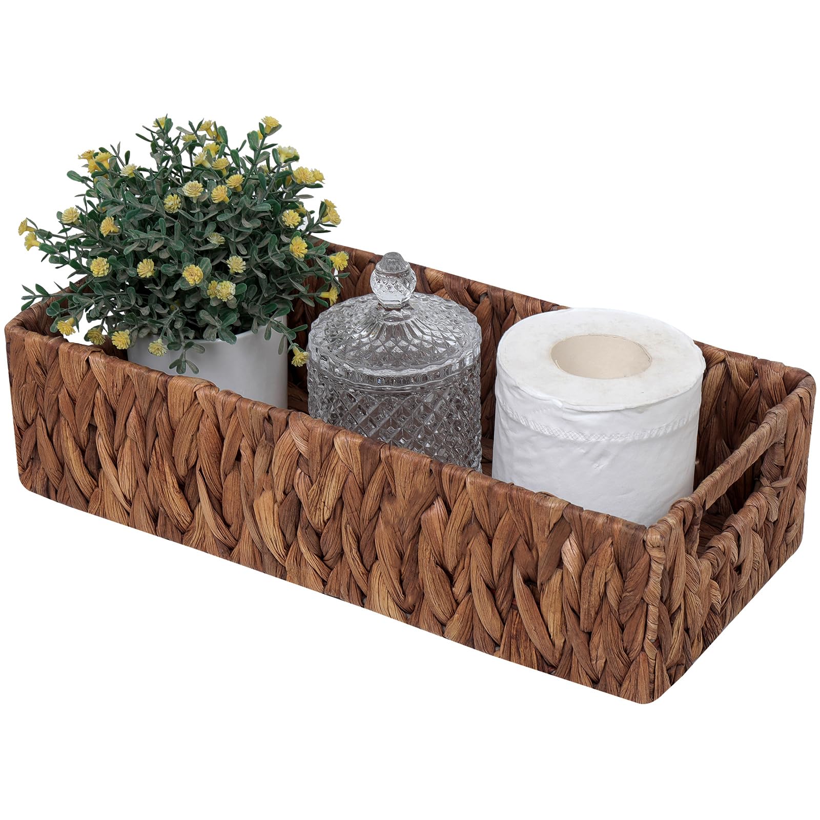 Wicker Storage Basket with Built-in Handles - Bathroom Organizer for Toilet Paper & Essentials | Perfect for Pantry, Bathroom & Home Organization