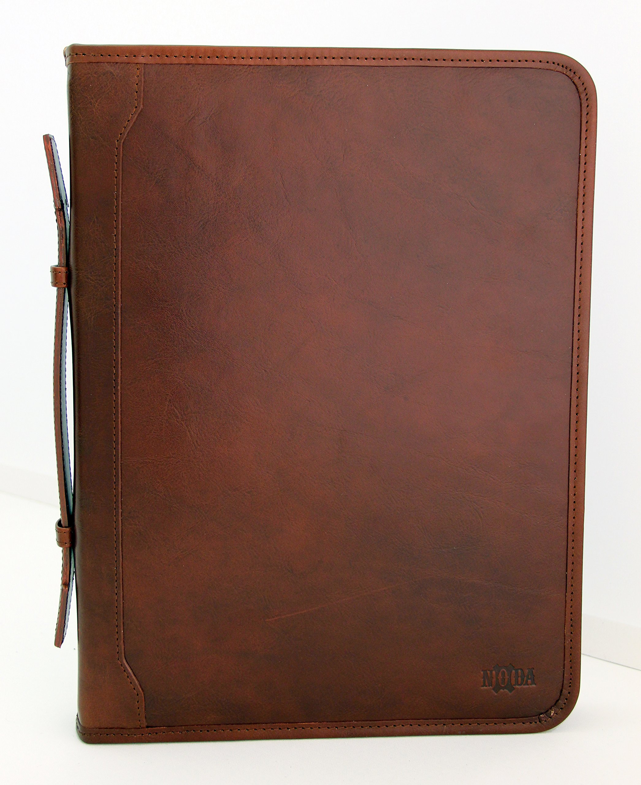 Premium Leather Padfolio Portfolio - Executive A4 Business Notepad Holder with Handle | Professional Leather Folder for Meetings, Presentations & Office Organization (Brown)