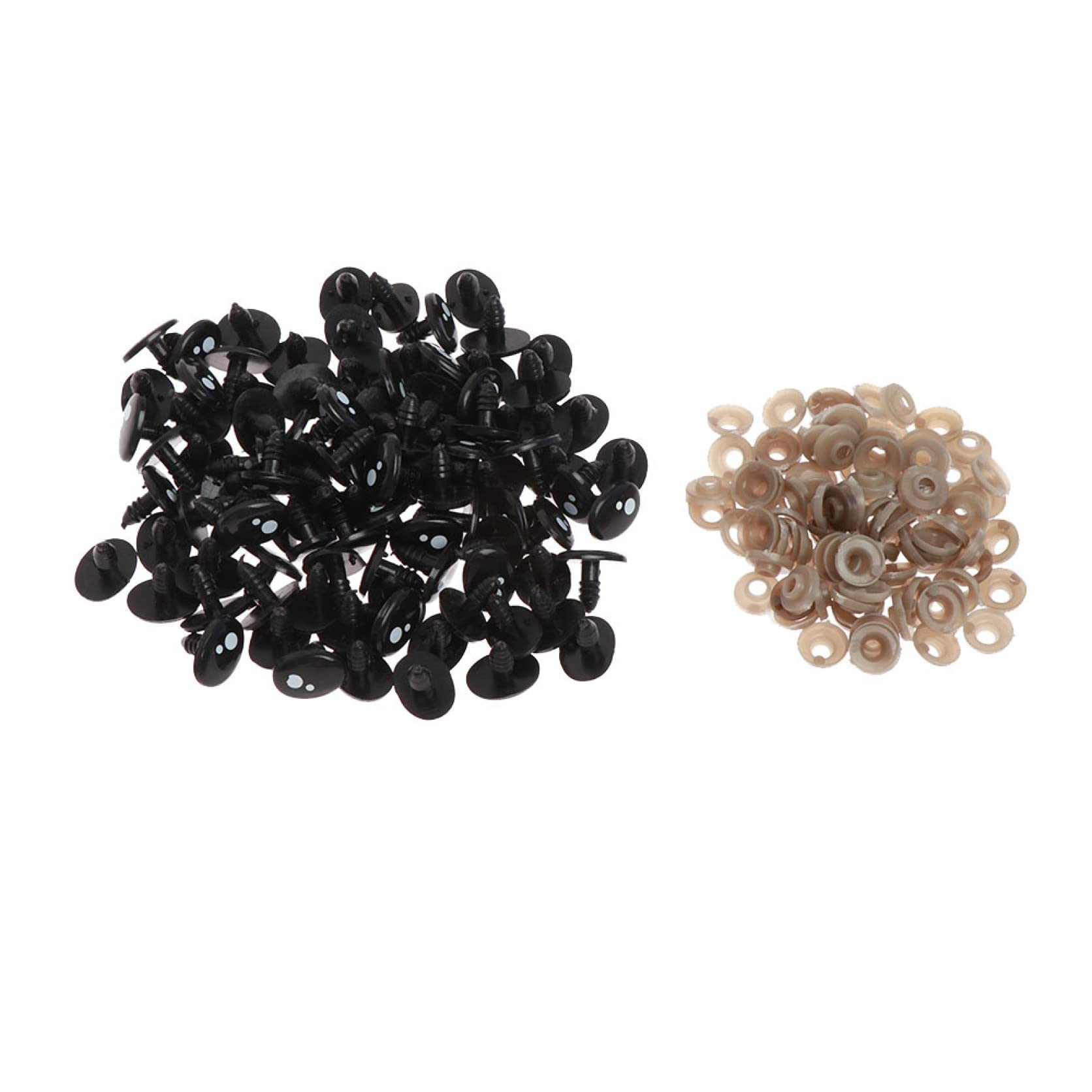 100pcs 8-16mm Cute White Dot Safety Eyes for DIY Stuffed Animals, Dolls & Puppet Making - Plastic Craft Eyes for Amigurumi, Plush Toys & Handmade Doll Accessories (Perfect for Crochet, Sewing & Craft Projects)