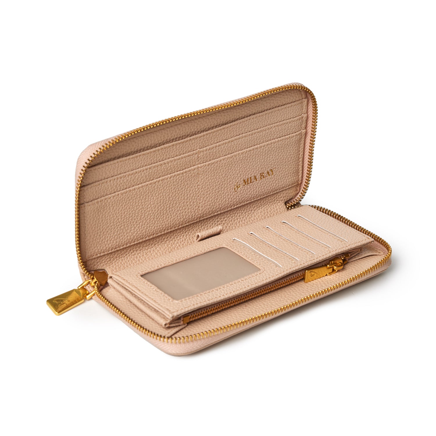 Standard Pebble Wallet in Nude - Slim & Stylish RFID Blocking Leather Wallet for Men & Women - Perfect for Everyday Use, Travel, and Secure Card Storage