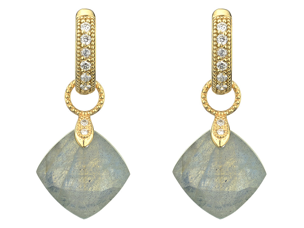 Jude Frances Labradorite Cushion Earring Charms | Sterling Silver Dangle Earrings for Women | Perfect for Parties, Weddings & Everyday Wear