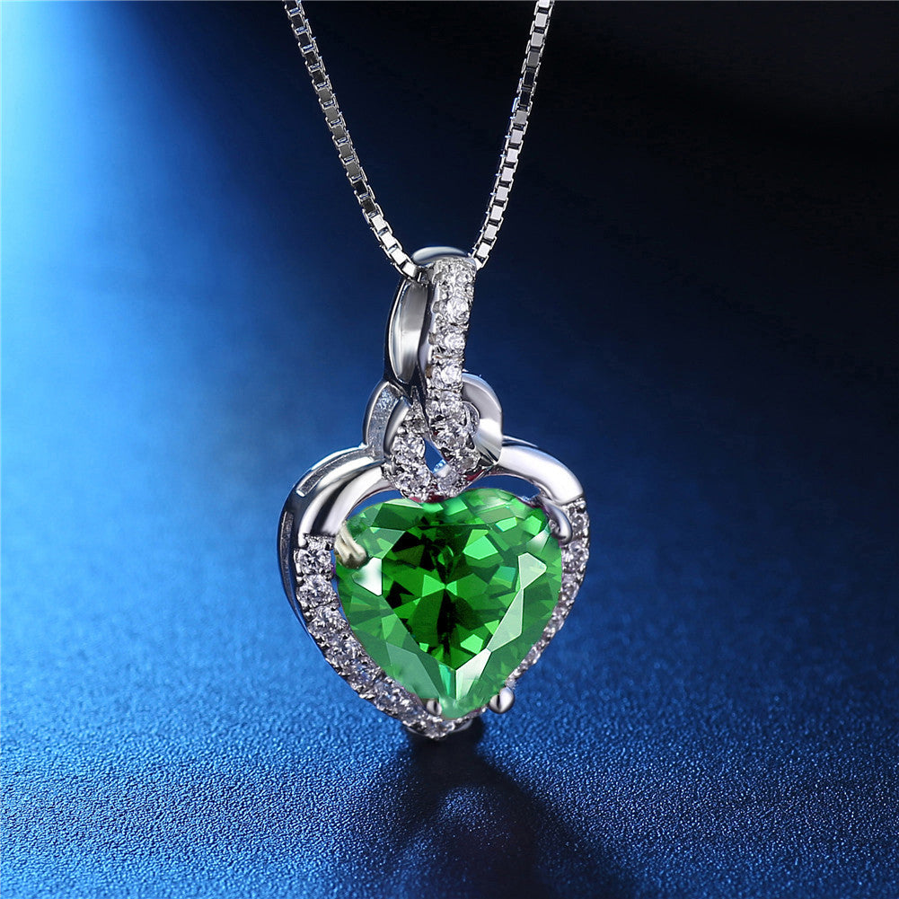 Birthstone Heart Necklace Sterling Silver for Women - Personalized Pendant Gift for Her | Perfect for Anniversaries, Birthdays & Valentine's Day