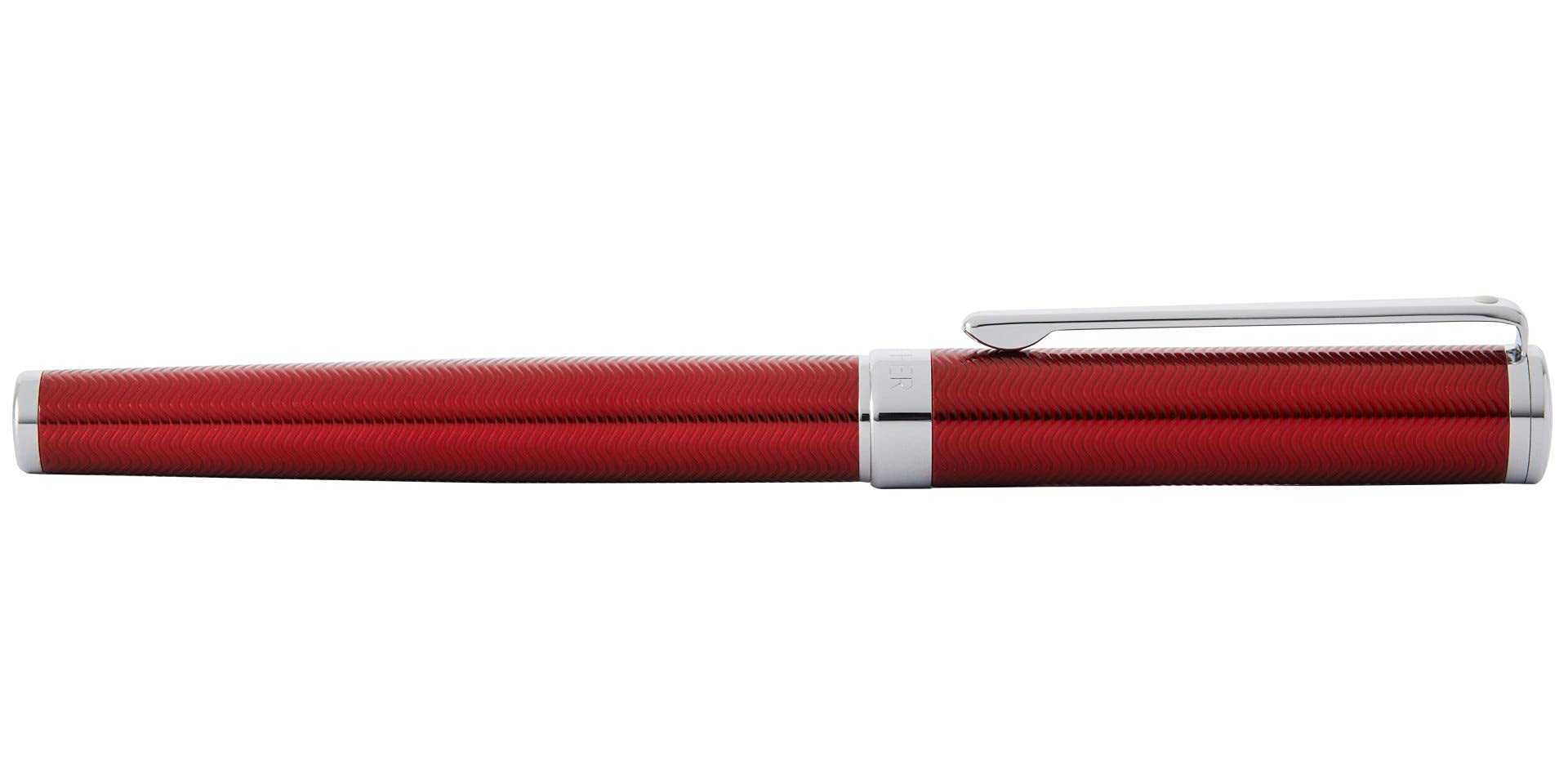 Sheaffer Intensity Engraved Red Lacquer Fountain Pen with Chrome Trim & Medium Nib - Premium Gift Set Includes Red Bottle Ink | Perfect for Business Signatures, Luxury Writing & Collector's Gifts