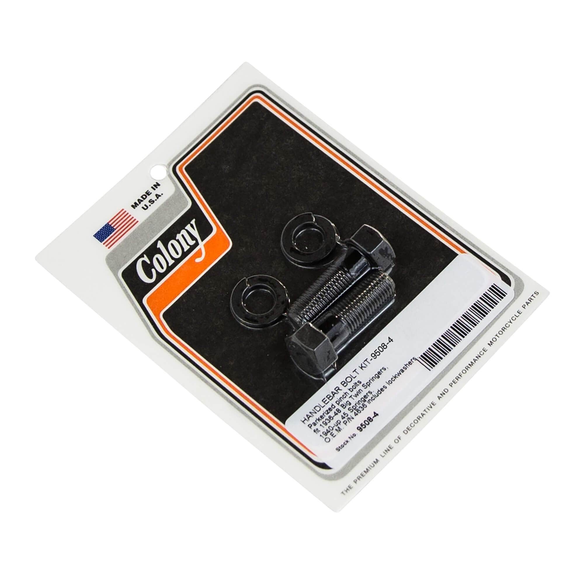 1936-1948 Harley Davidson Big Twin Springers Handlebar Bolt Kit - 4 Pack Parkerized Finish for 1940 Up 45 Springers | Durable Motorcycle Replacement Parts for Vintage Bike Restoration & Custom Builds