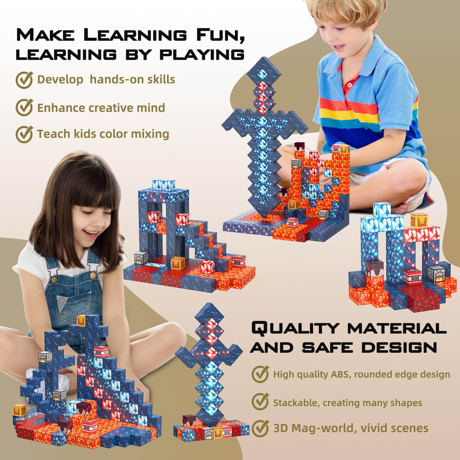 Magnetic Building Blocks STEM Toys for Kids Ages 3-8 | Educational Construction Set for Boys & Girls | Montessori Sensory Learning Toys | Perfect for Classroom, Birthday Gifts & Creative Play