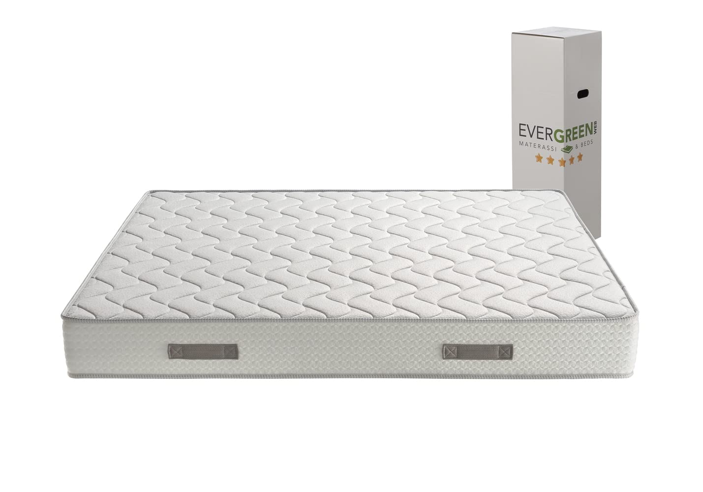 Evergreenweb – Single Bed with Removable Bed – Orthopedic Mattress with Slatted Base & Included Pillows – Brown Quilted Fabric – Left-Sided Headboard – Made in Italy – Duplex – Perfect for Small Apartments, Guest Rooms & Modern Bedroom Decor