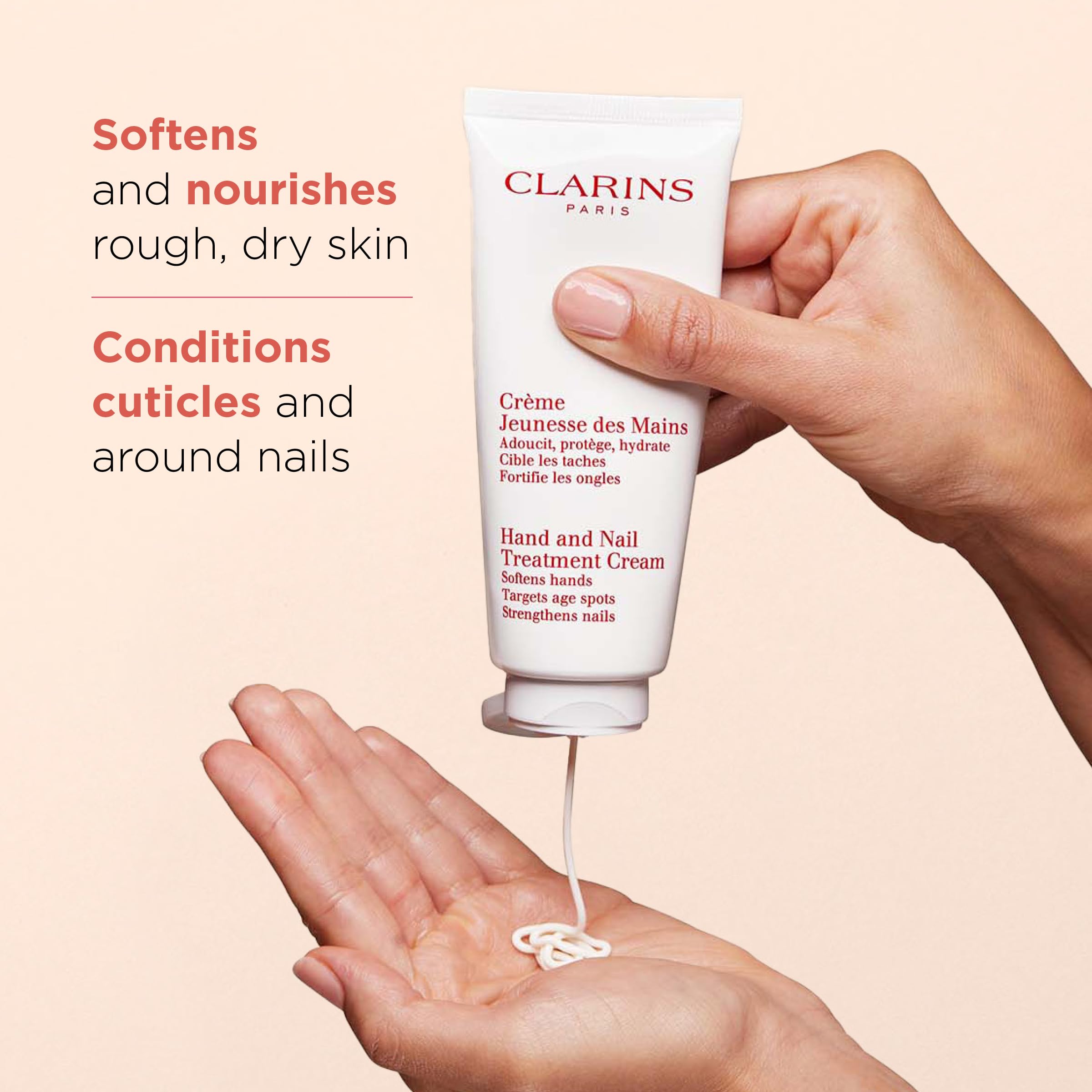 Clarins Hand and Nail Treatment Cream - Award-Winning Moisturizer with Shea Butter | Softens, Nourishes & Protects Dry Hands | Strengthens Nails & Conditions Cuticles | Natural Plant Extracts | Perfect for Daily Hand Care & Winter Skin Protection