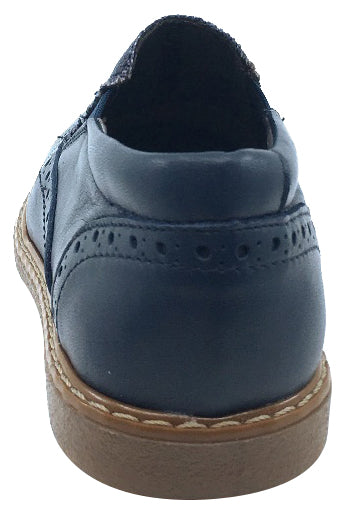 BluBlonc Kids' Navy Leather & Linen Oxford Shoes for Boys and Girls - Comfortable School & Casual Wear Moccasin Style Shoes