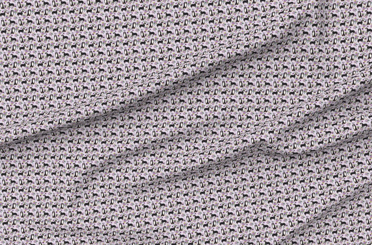 Tiny Bernese Mountain Dog Floral Printed Upholstery Velvet Fabric by The Yard - Pet Quilt, Home Decor & Apparel Material | Perfect for DIY Dog-Themed Quilts, Sofa Covers & Fashion Projects