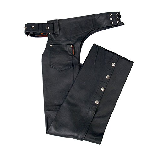 Hot Leathers Fully Lined Leather Chaps for Motorcycle Riding - Premium Biker Gear for Men & Women | Durable Protection for Harley Davidson & Cruiser Riders