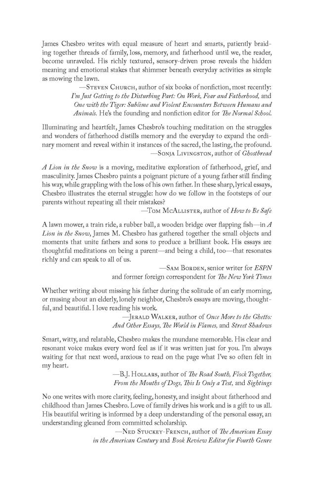 A Lion in the Snow: Essays on a Father's Journey Home - Inspirational Memoir for Parenting, Family Bonding & Personal Growth