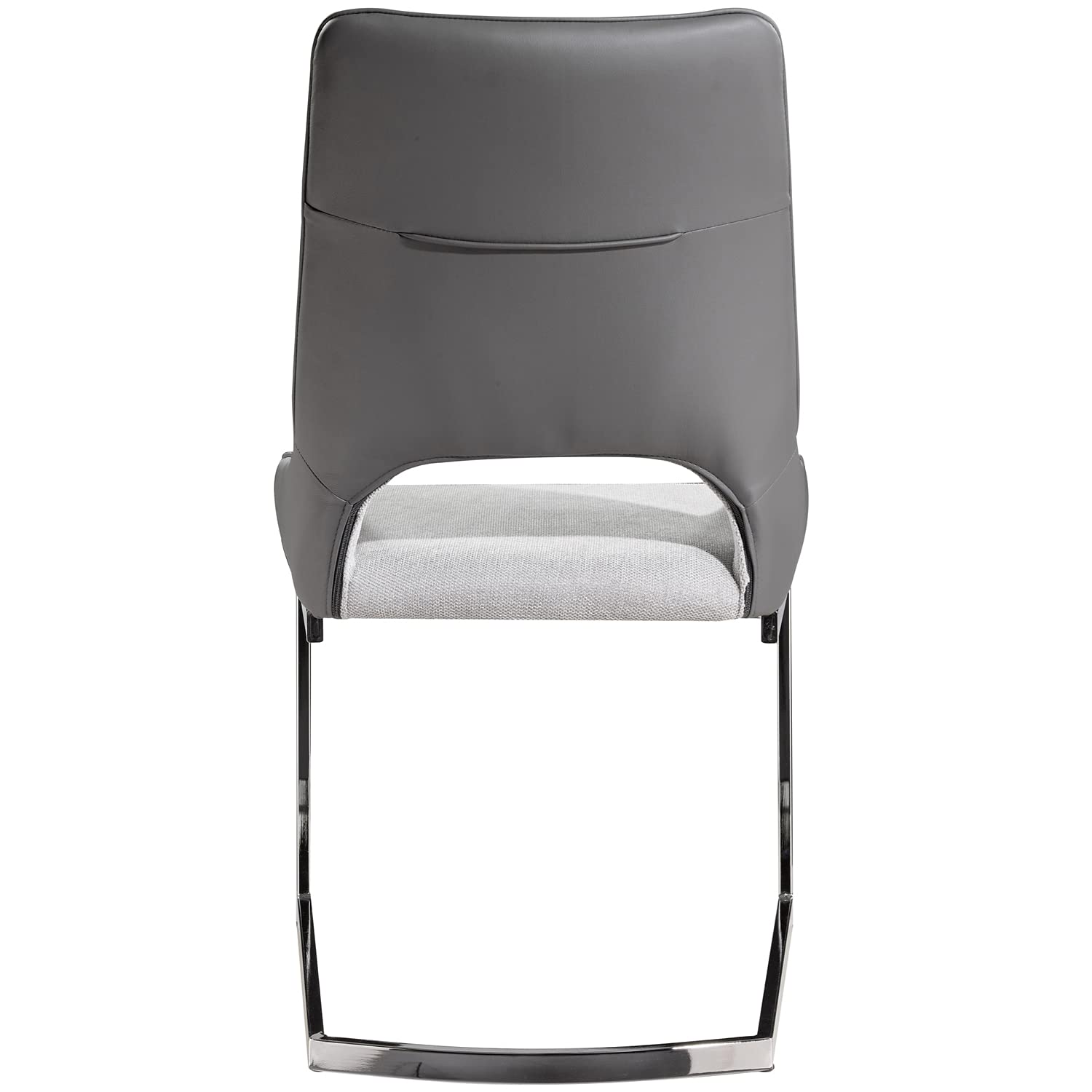 Premium Gray Leather Dining Chairs with Metal Frame - Set of 2 Modern Kitchen Chairs for Dining Room, Restaurant & Home Decor