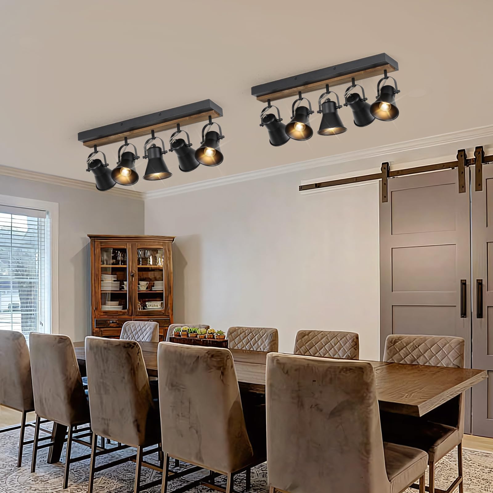 KEESFU 5-Light Black Semi Flush Mount Track Lighting Kit with 5 Adjustable Heads - Modern Farmhouse Ceiling Light for Living Room, Bedroom, Hallway, Kitchen & Bathroom - Perfect for Art Wall Lighting & Home Decor