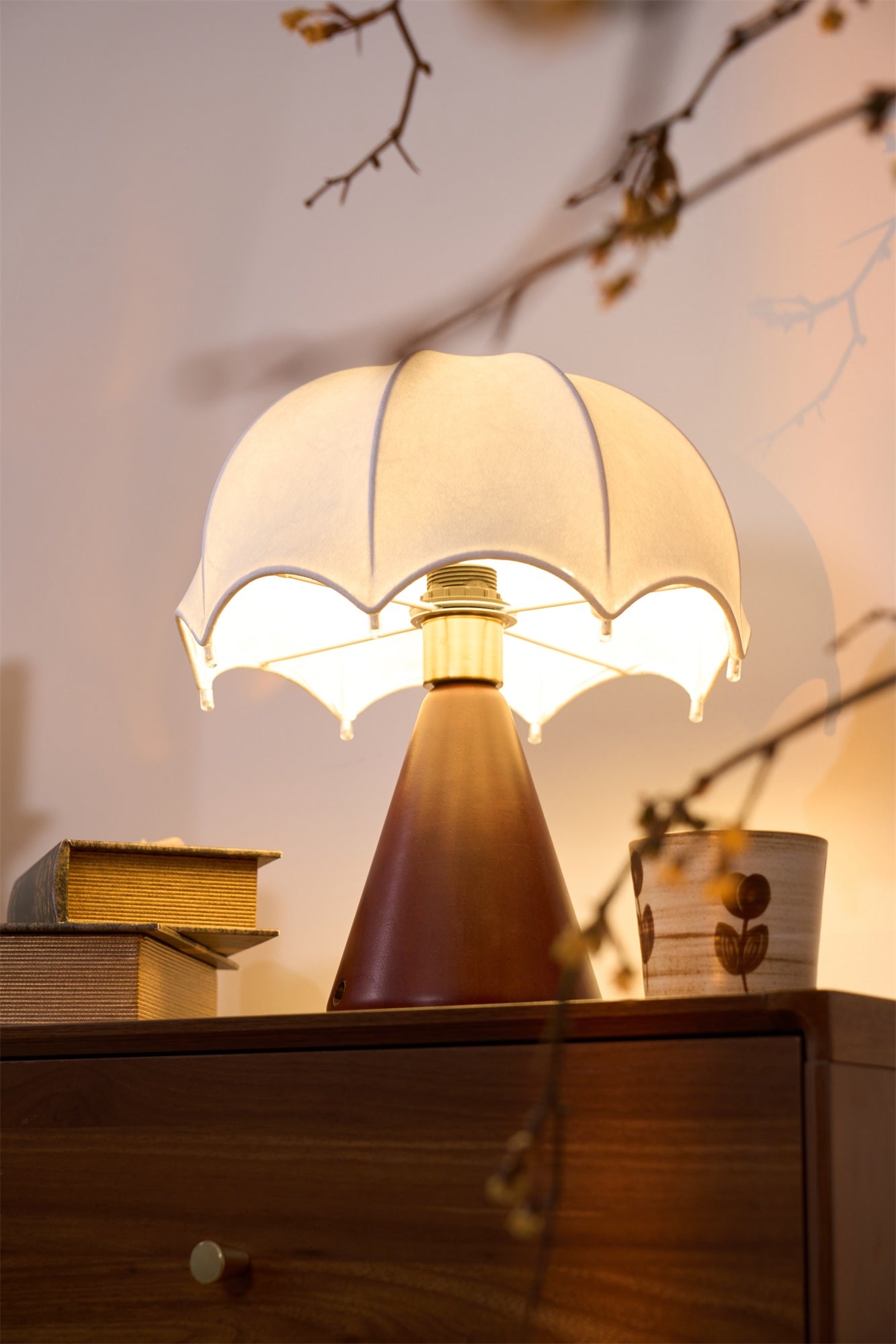 Elegant Silk Table Lamp with Umbrella Design - Perfect for Bedroom, Living Room & Office Decor
