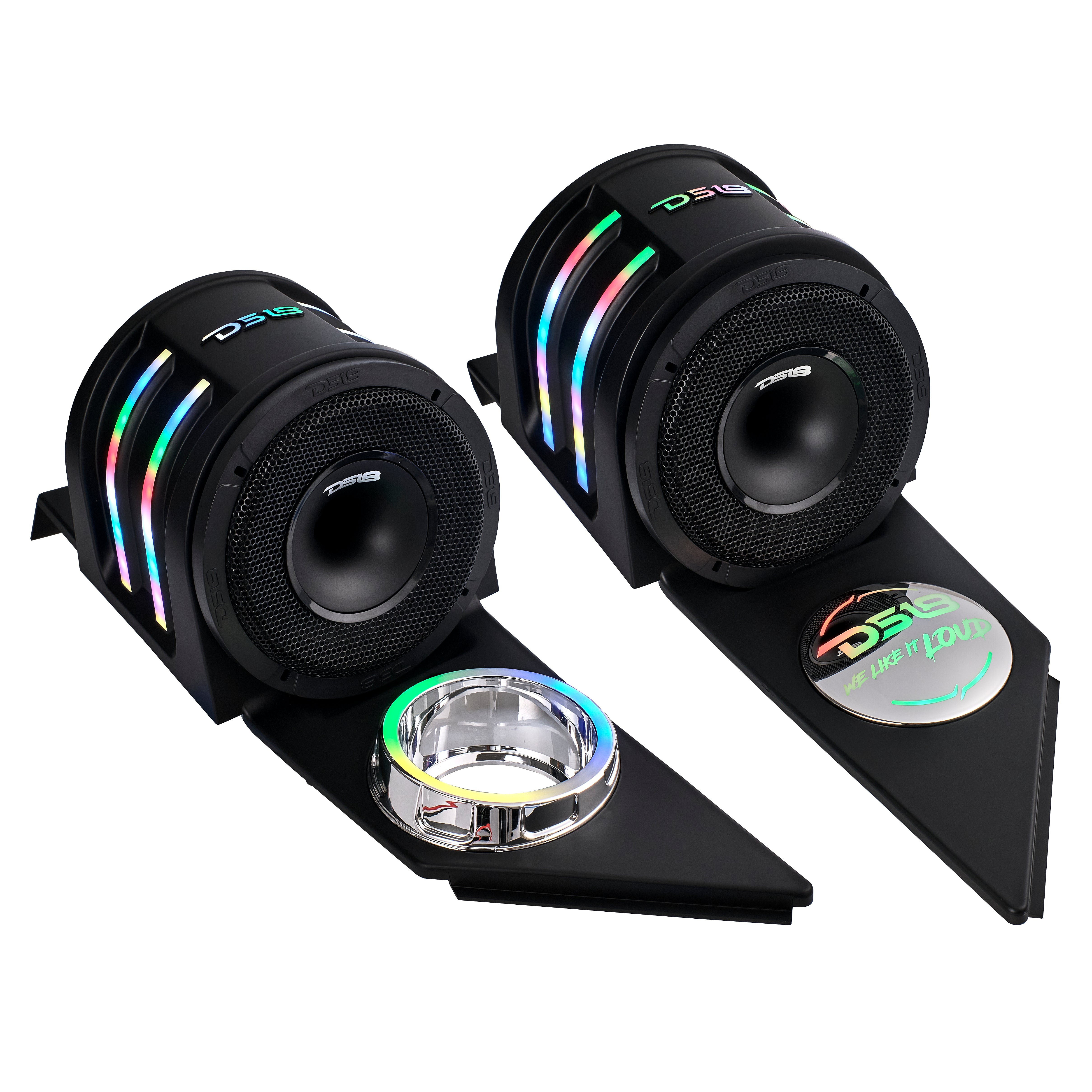 Polaris Slingshot Headrest Enclosure with Digital LED Lights - Fits 4 x 6.5 Speakers | Compatible with 2015-Current Models | Upgrade Your Ride for Night Cruising & Car Shows