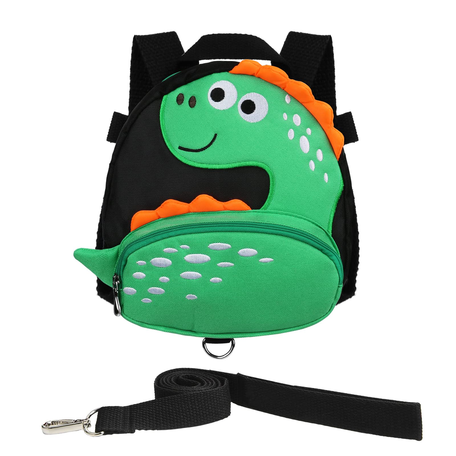 Dinosaur Kids Backpack Leash for Toddlers 1-5 Years - Anti-Lost Wrist Link & Adjustable Harness for Boys & Girls - Perfect for Travel, Shopping & Outdoor Adventures (Black Dinosaur Design)