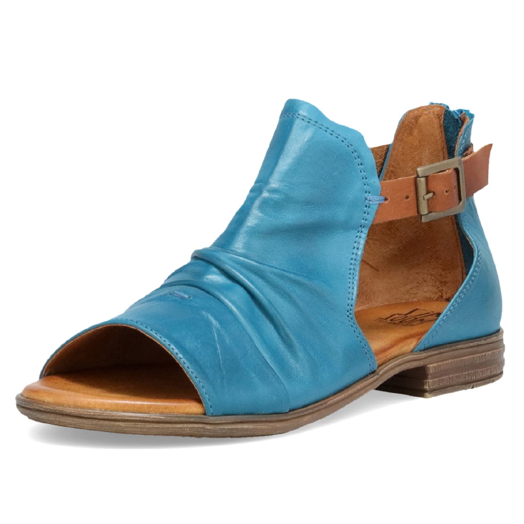 Miz Mooz Dipper Leather Sandals for Women - Comfortable Peep Toe Sandals with Buckle & Open Sides - Perfect for Summer, Beach, and Casual Outings