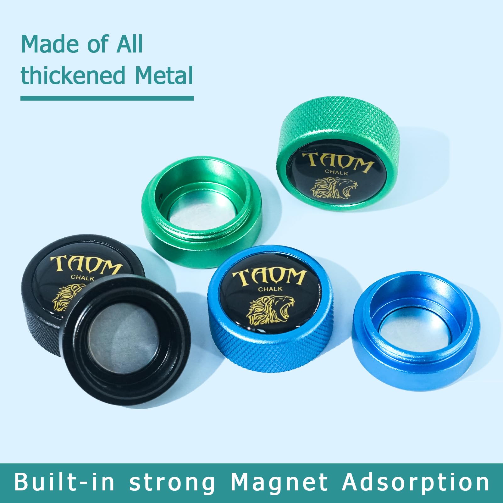 TAOM Round Magnetic Pool Chalk Holder - Portable Billiard Chalk Cubes for Cue Tips | Mini Chalk Case Container for Pool Table, Snooker & Billiards Accessories | Perfect for Home Game Rooms, Bars & Professional Tournaments