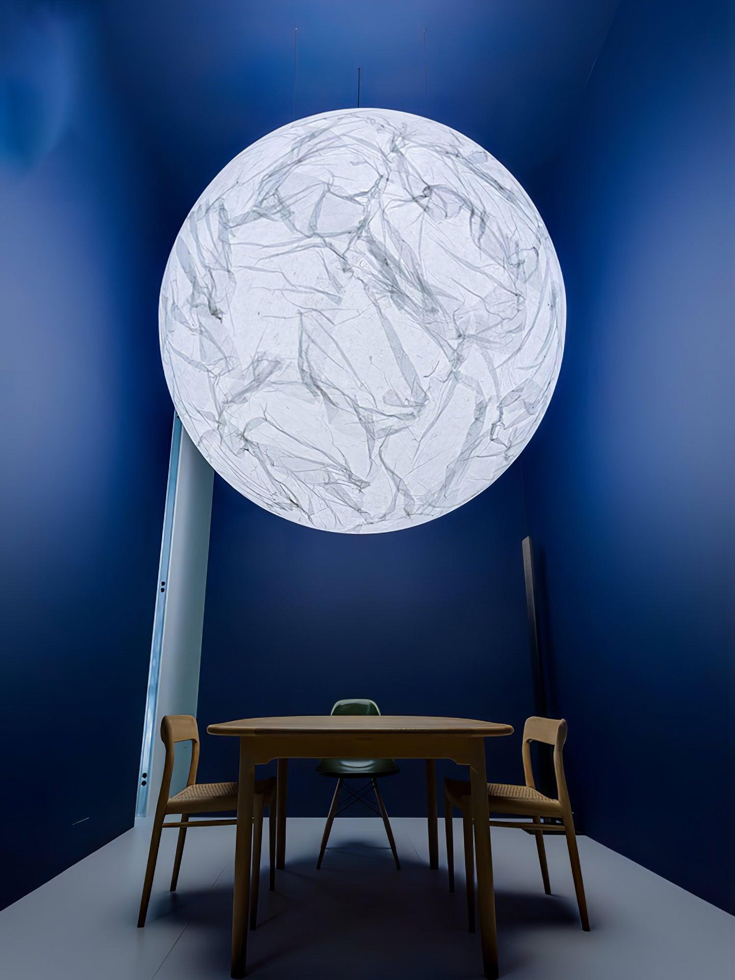 Moon Silk Pendant Lamp - Handmade Boho Chandelier for Bedroom, Living Room & Dining Room Decor - Elegant Hanging Light Fixture for Home Interior Design