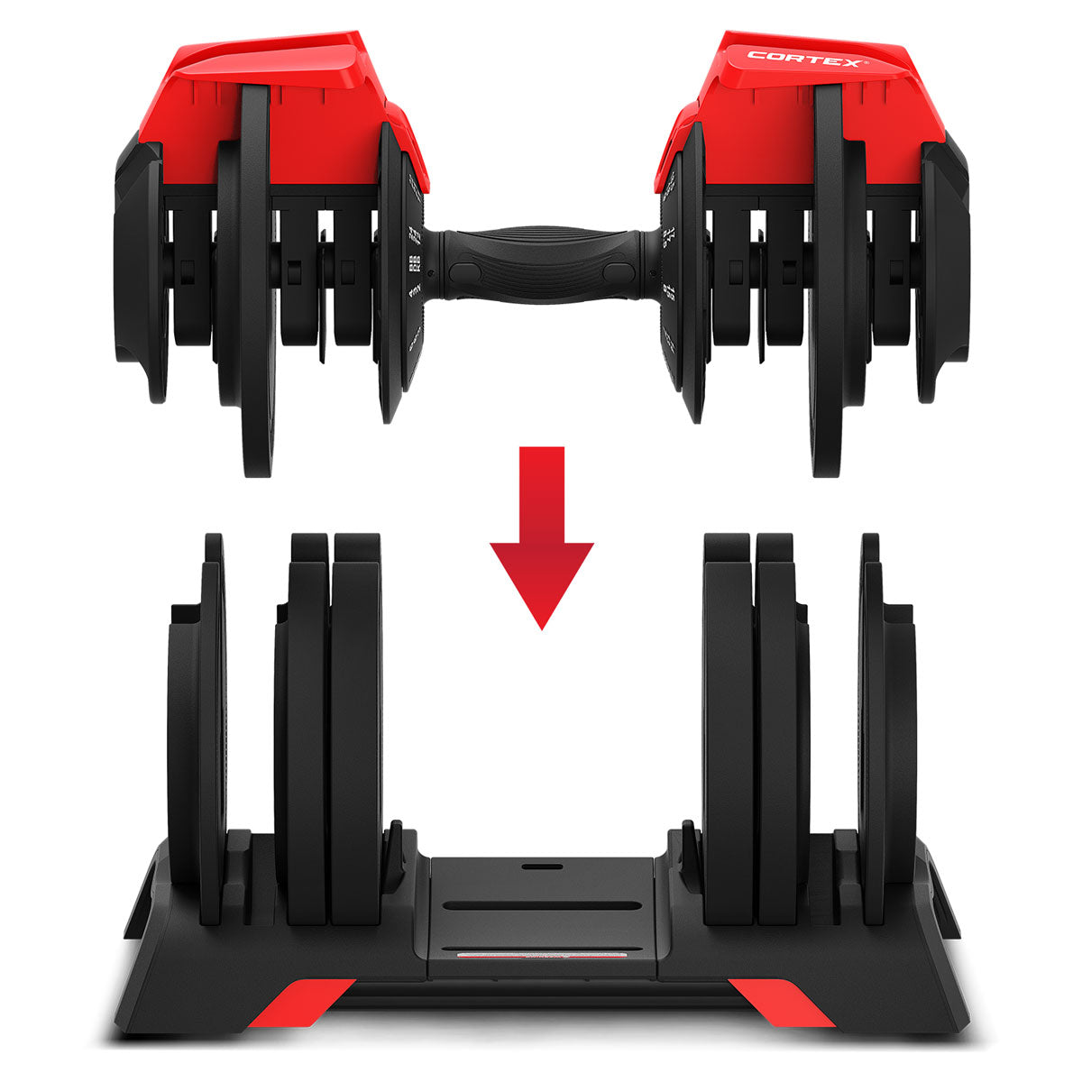 Cortex Revolock V2 48kg Adjustable Dumbbell Set with Barbell & Kettlebell Conversion - 24kg Pair with Stand | Home Gym Equipment for Strength Training & Weightlifting