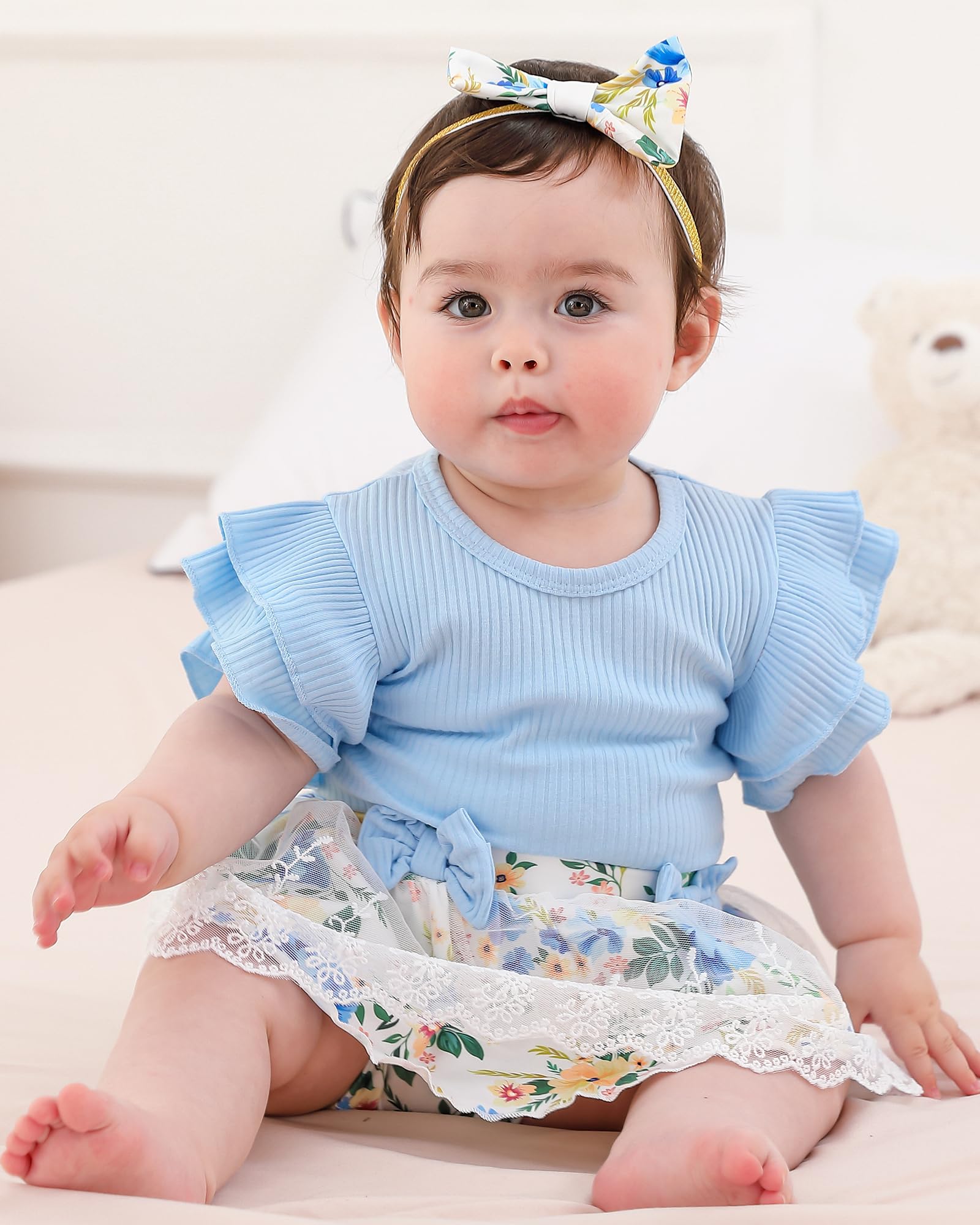 Mioglrie Preemie Baby Clothes for Girls - Newborn Outfits, Infant Summer Romper Dress & Shorts Set - Soft & Breathable for Hospital, Home & Photo Shoots