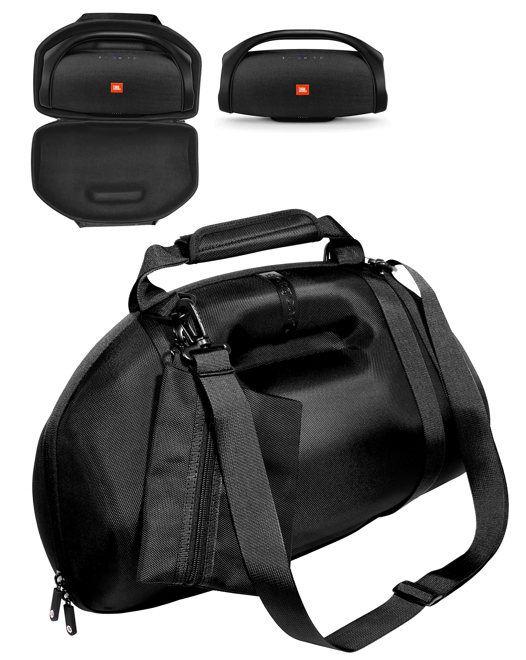 GETGEAR Waterproof Protective Case for JBL Boombox, Boombox 2 & Boombox 3 Portable Speakers - Custom Fit with Handle & Adjustable Shoulder Strap, Removable Accessory Pouch - Perfect for Travel, Beach, Pool Parties & Outdoor Adventures