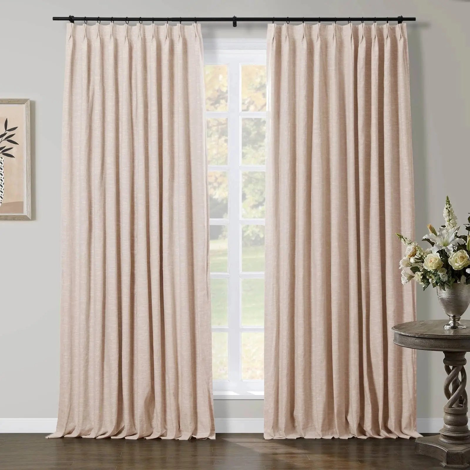 Luxury Linen Cotton Pleated Curtains - Blackout Drapes for Living Room & Bedroom - Elegant Home Decor Window Treatments