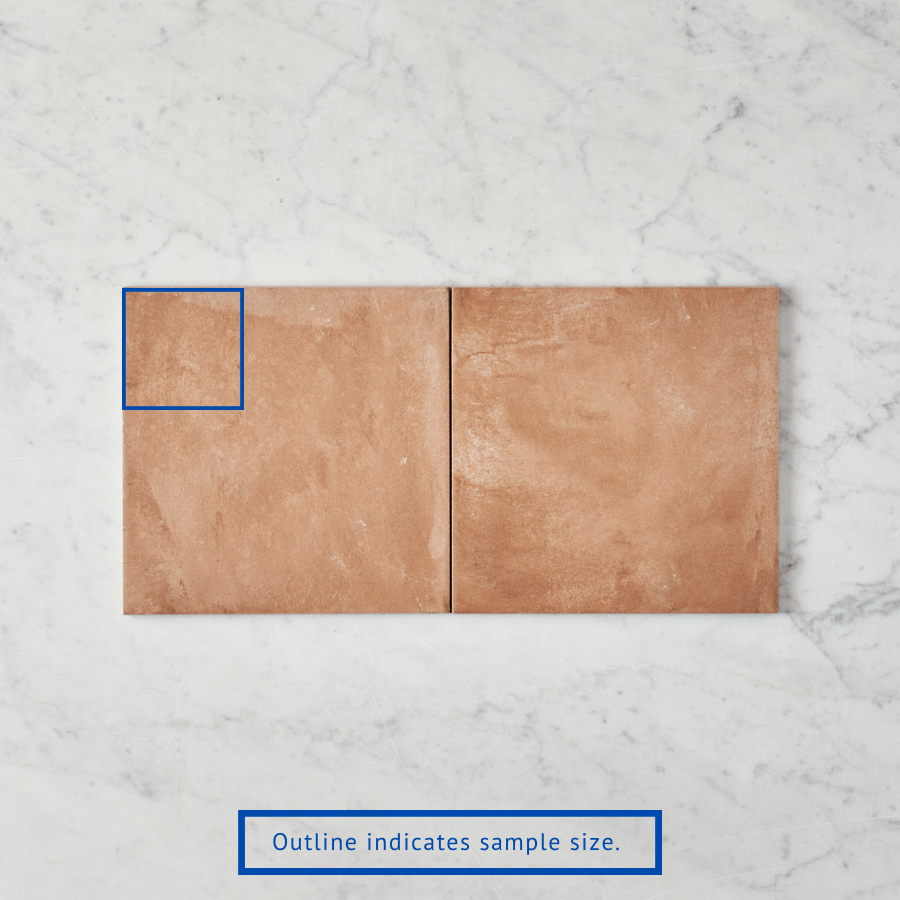 Boat Harbour Beach Terracotta Encaustic Look Square Tile Sample - Perfect for Bathroom, Kitchen, and Patio Flooring