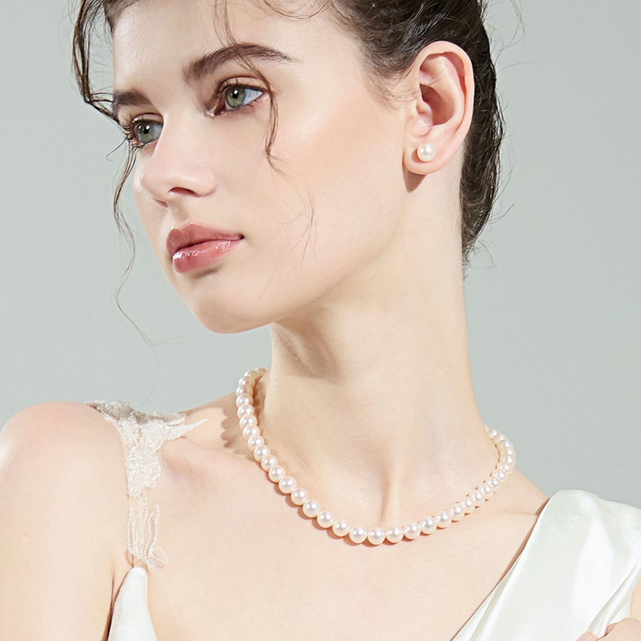 18K Gold HANADAMA Akoya Pearl Jewelry Set - AAA Grade Aurora Luster - Elegant Necklace & Earrings for Weddings, Parties & Special Occasions