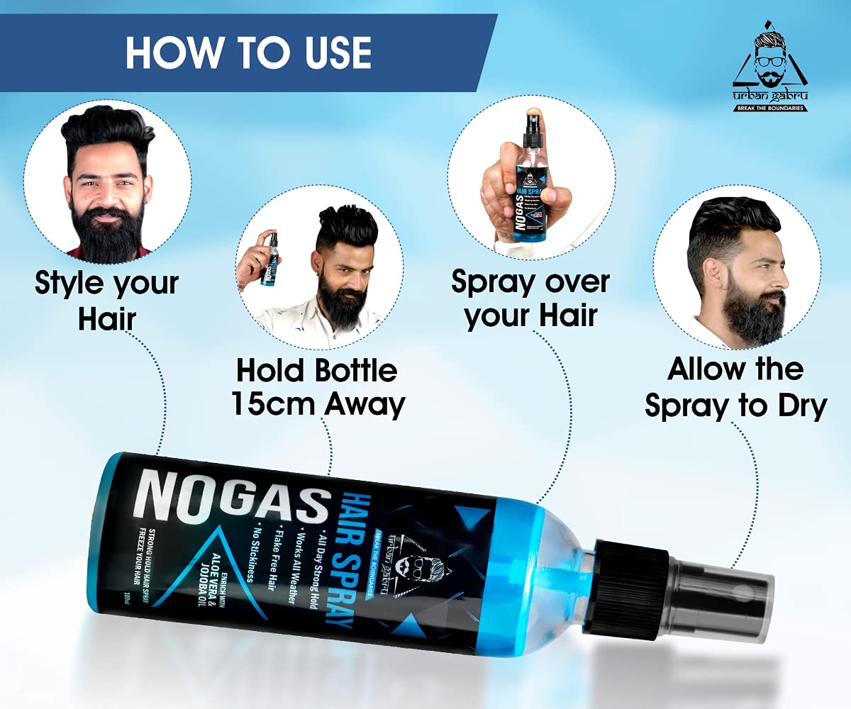 UrbanGabru Unlimited Hold No Gas Hair Spray (100 ml) - Strong Hair Styling & Setting Spray for Men & Women | Paraben & Sulfate Free | All-Day Hold for Parties, Weddings & Daily Styling