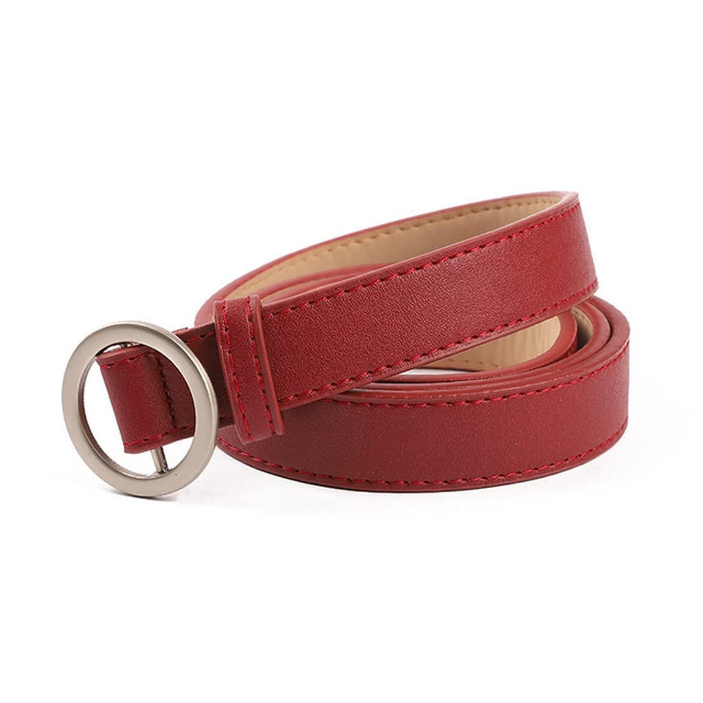 Stylish Ladies Thin Waist Belt with Round Alloy Buckle - PU Leather Spring Jeans Belt - Fashion Accessory (105cm, Color A) - Perfect for Casual Outfits, Office Wear & Denim Styles