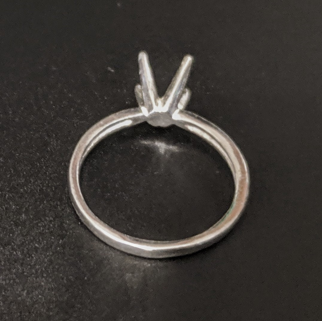 Sterling Silver 3mm Round 4-Prong Deep V-Notch Blank Ring Setting - Size 4,5,6,7,8 - Perfect for Custom Jewelry Making & Engagement Ring Designs