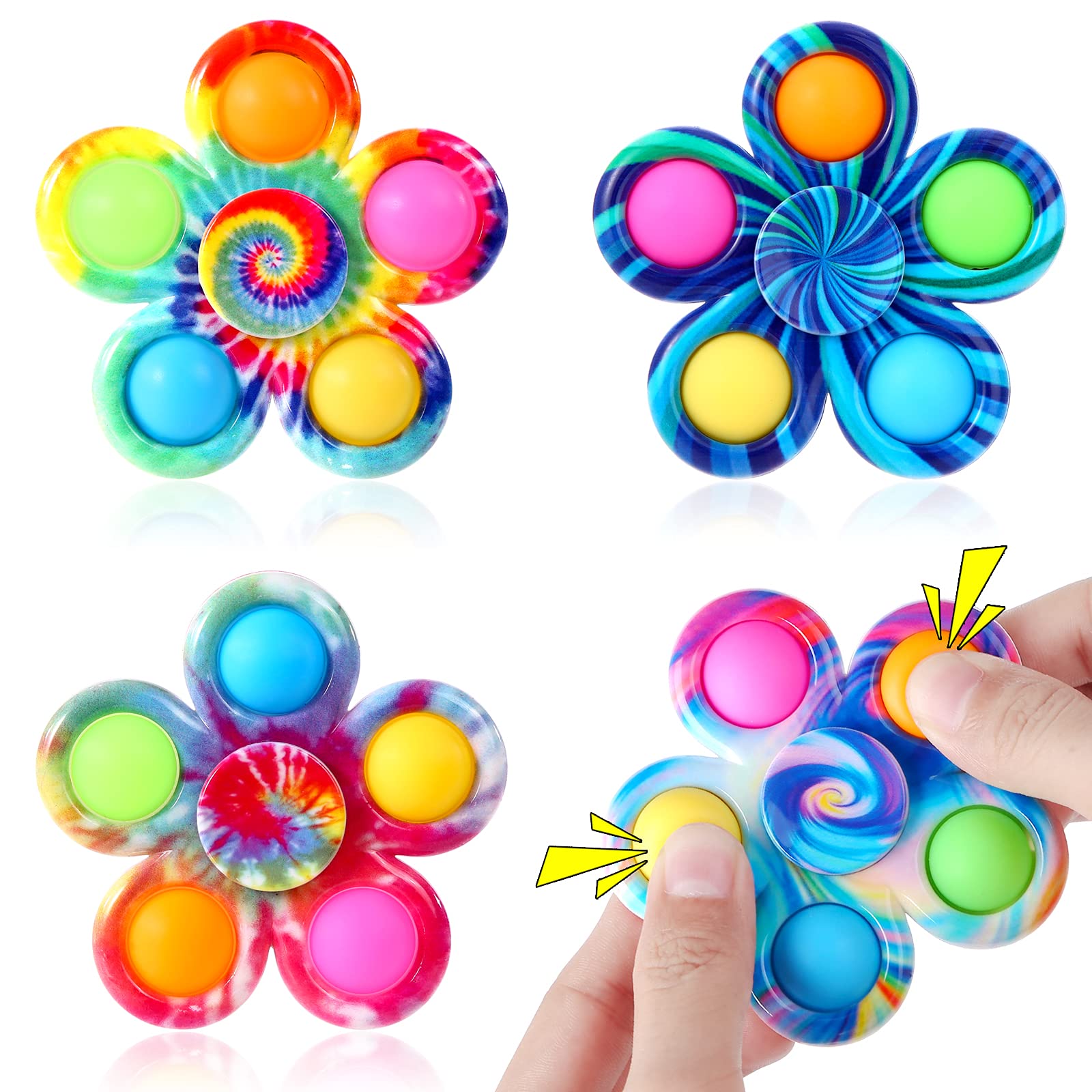 GOHEYI 4-Pack Fidget Spinners Toy Set - Stress Relief Sensory Toys for Kids with ADHD, Christmas Party Favors & Bulk Pop Toys - Perfect for Classroom, Travel, and Anxiety Relief