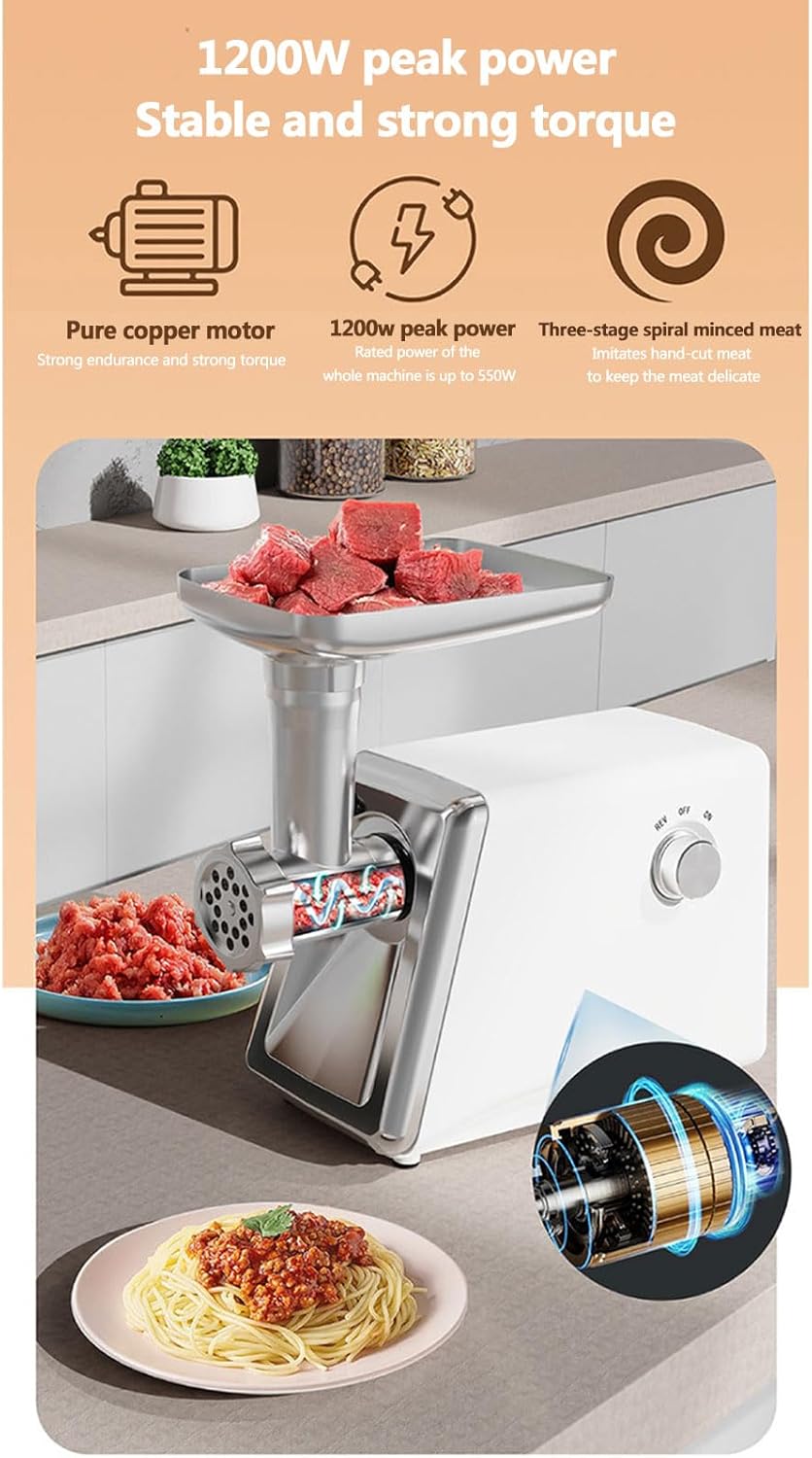 800W Heavy Duty Electric Meat Grinder & Sausage Stuffer - Commercial Grade Food Processor for Home Kitchen | Perfect for Grinding Beef, Pork, Making Sausages & Homemade Pet Food