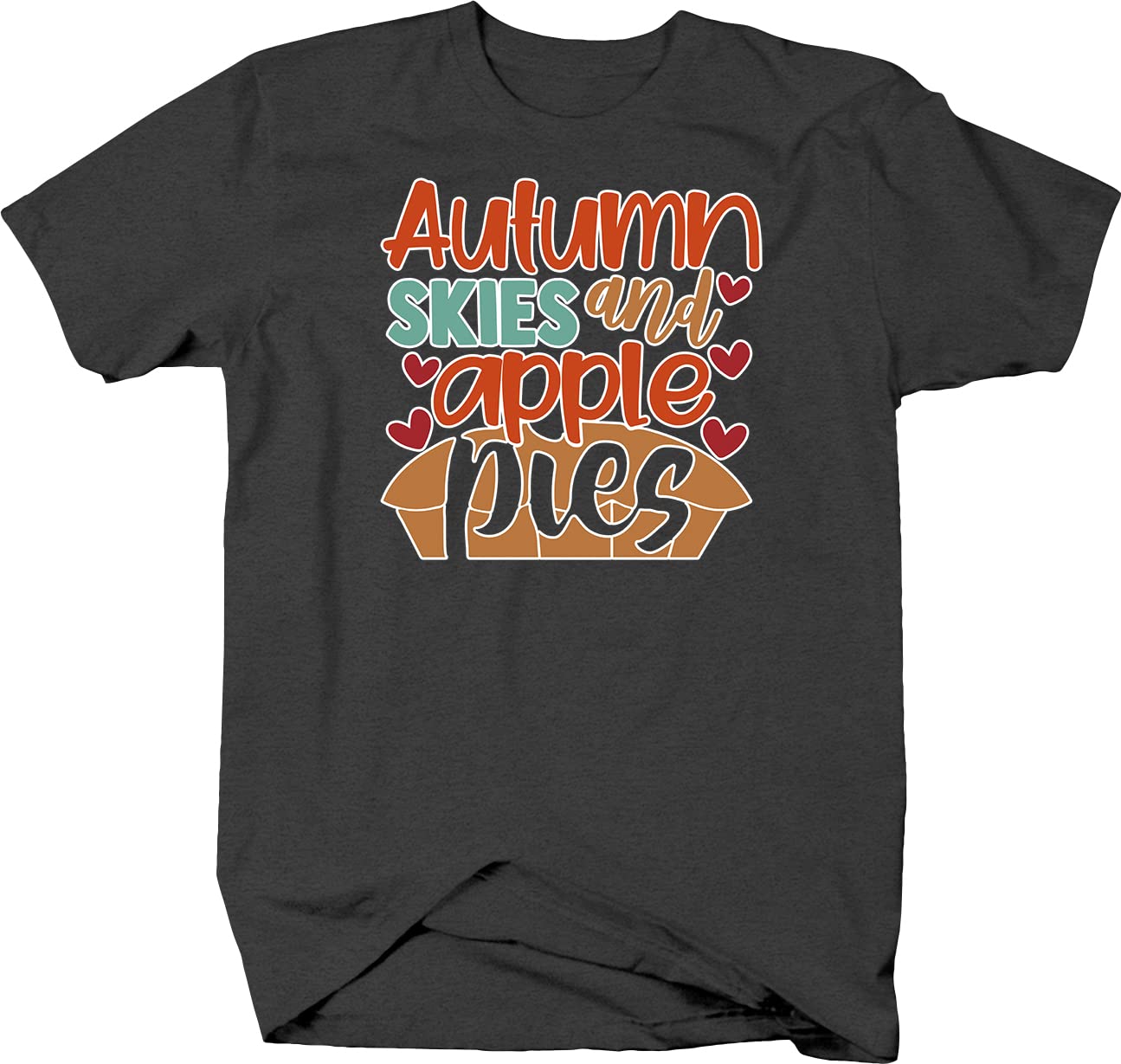 Men's Fall Halloween T-Shirt - Autumn Skies & Apple Pies Design in Black | Cozy Seasonal Outfit for Pumpkin Patch Visits & Halloween Parties