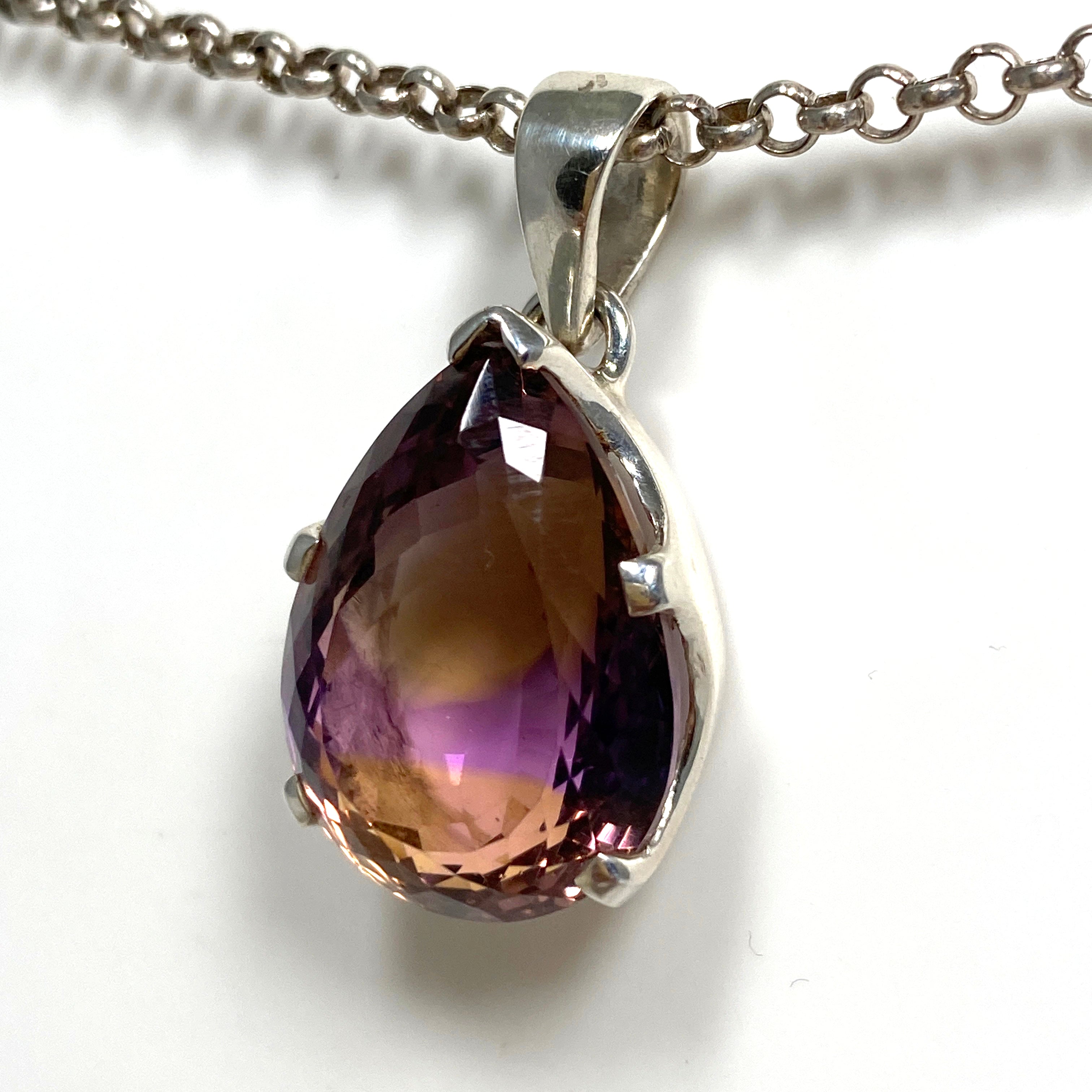 Natural Ametrine Teardrop Faceted Pendant Necklace - 925 Sterling Silver Jewelry PPGJ777 | Elegant Gift for Women, Bridesmaids & Birthday | Perfect for Weddings, Parties & Special Occasions