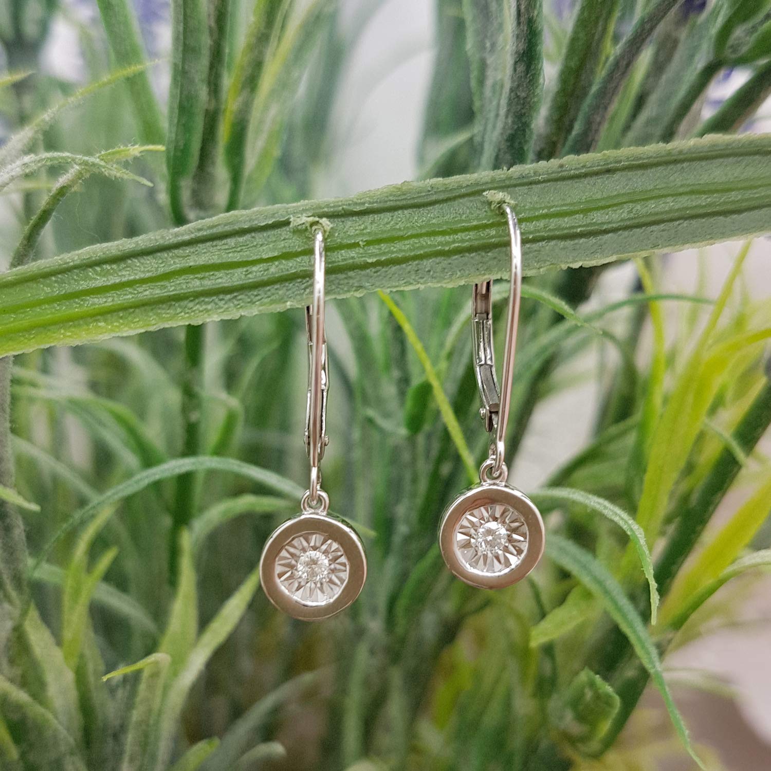 Dazzlingrock 10K Solid Gold Round White Diamond Hoop Earrings - 0.08 Cttw, Bezel Set for Everyday Elegance | Perfect for Weddings, Parties & Office Wear