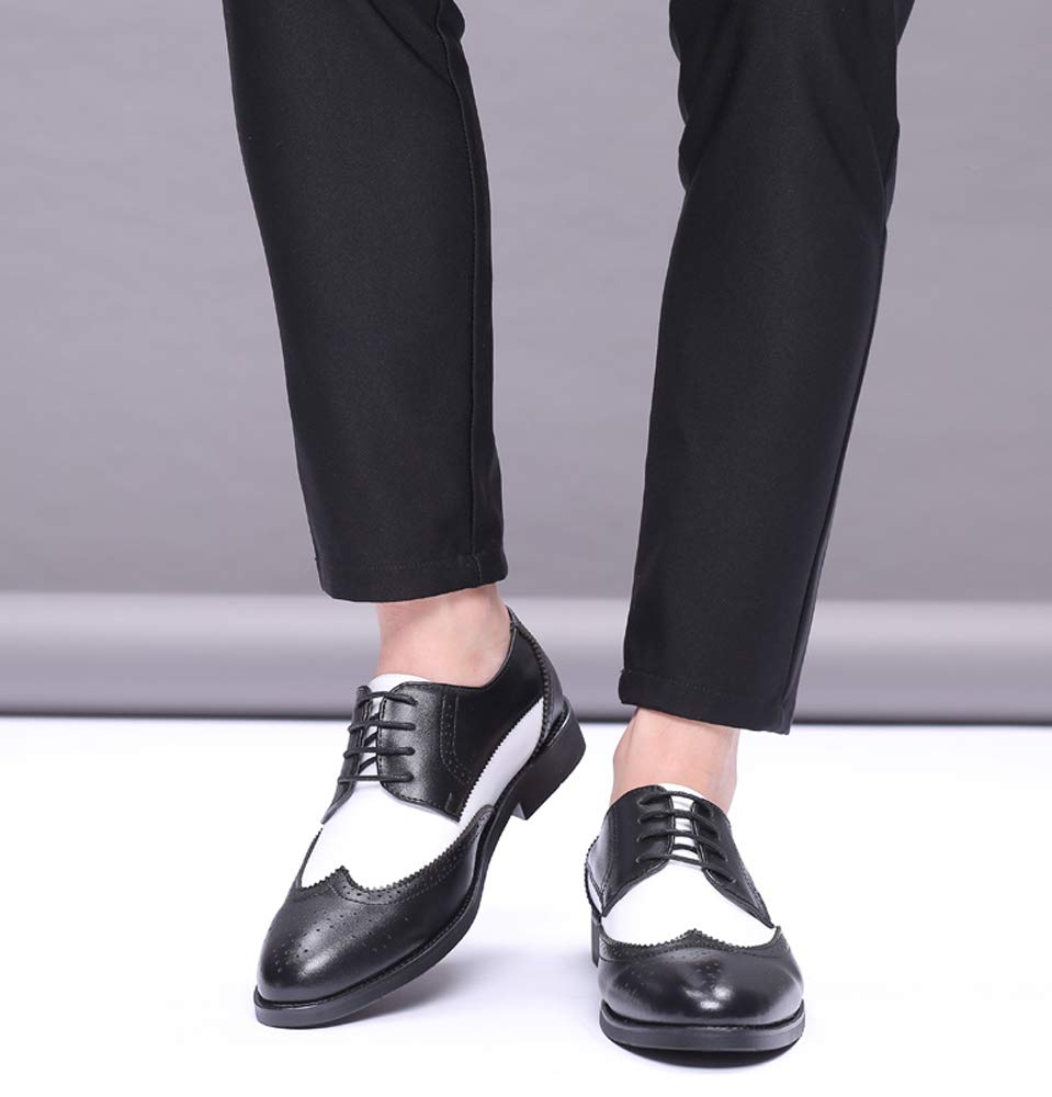 Santimon Men's Wingtip Oxford Dress Shoes - Classic Modern Formal Lace Up Shoes for Business, Wedding & Office Wear