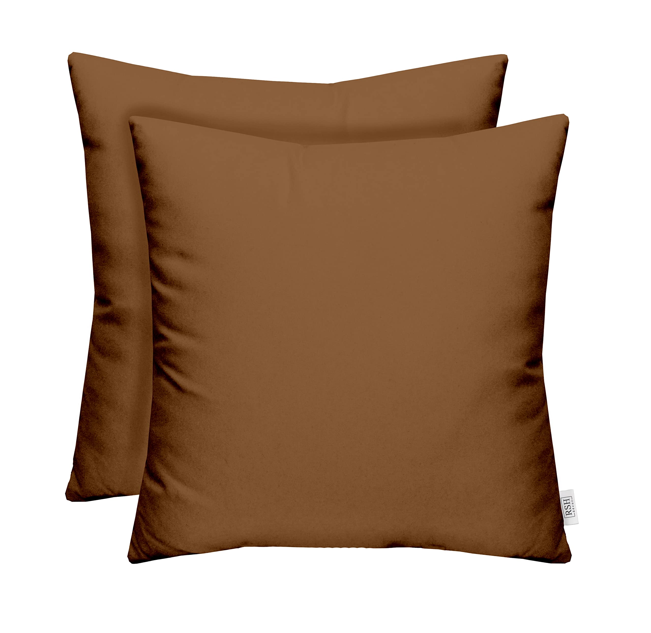 RSH DECOR Sunbrella Indoor/Outdoor Water Resistant Throw Pillows Set of 2 - 17x17 Inch Square Decorative Cushions for Patio, Sofa & Garden (Canvas Cocoa) | Weatherproof & UV Resistant Outdoor Pillow Covers